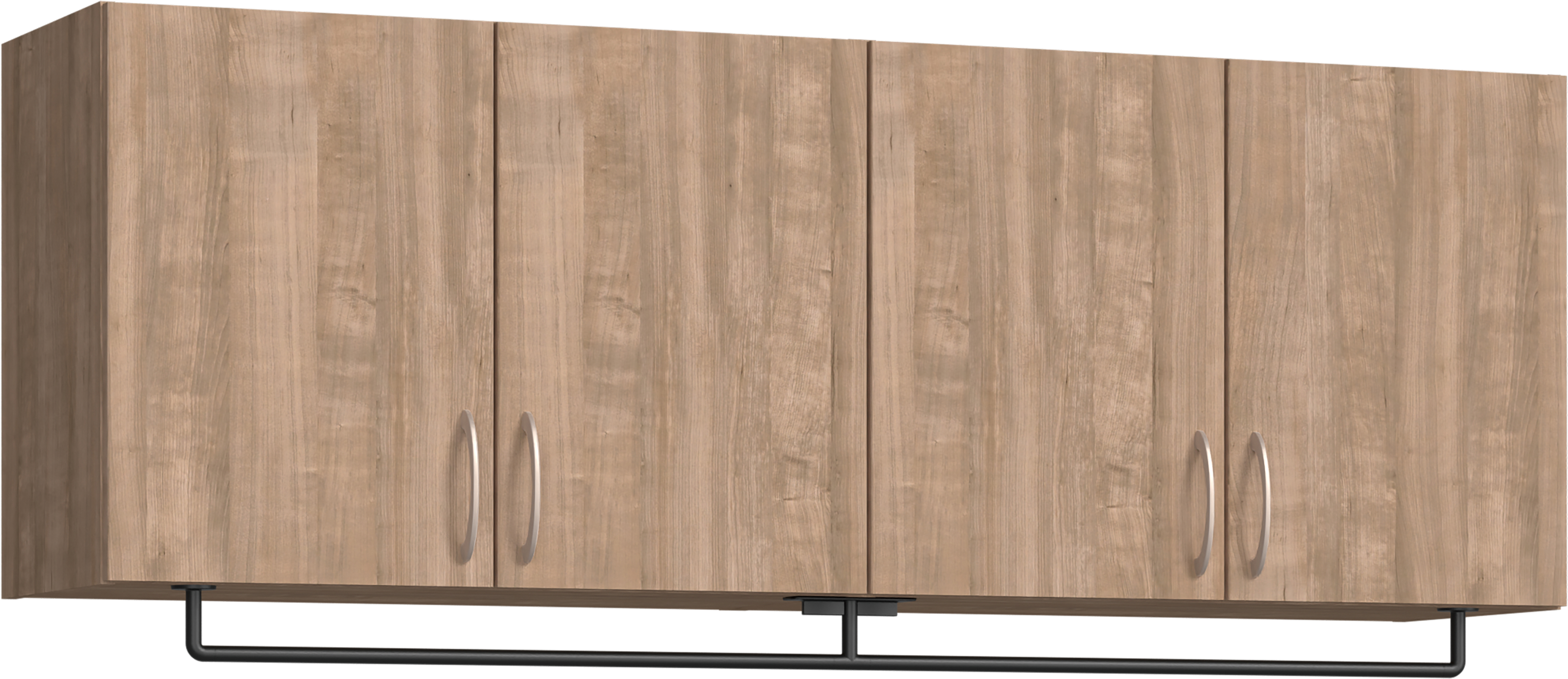 玄関収納　イエリア　開き戸ユニット　フラット縦木目　Ｓ５２　一の字ＰＬＡＮ　天袋Ｈ５７０＋パイプハンガー　ウッド扉　１６００幅　〈トープグレー柄〉　ハンドルラウンド型〈Ｔシルバー色〉