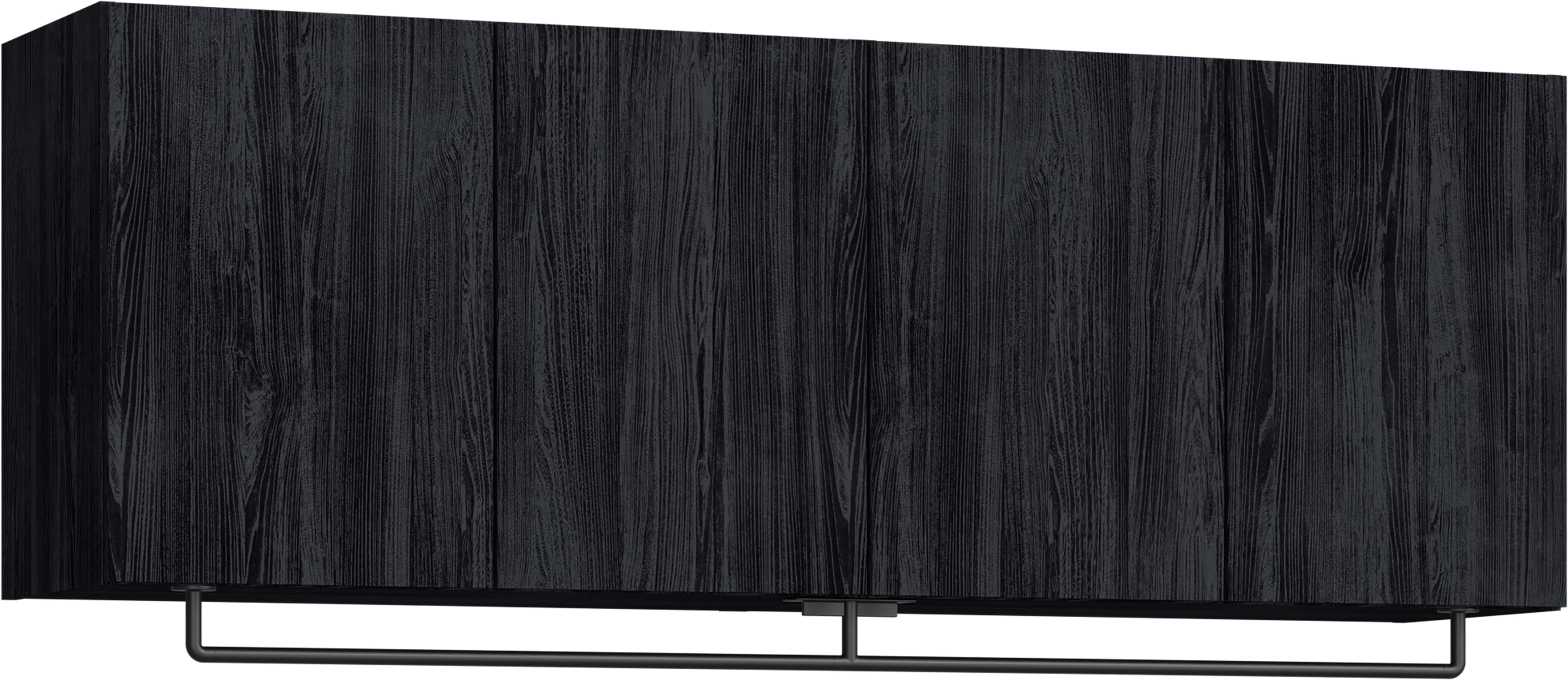 玄関収納　イエリア　開き戸ユニット　フラット縦木目　Ｓ５２　一の字ＰＬＡＮ　天袋Ｈ５７０＋パイプハンガー　ウッド扉　１６００幅　〈モスブラック柄〉　ハンドルレス