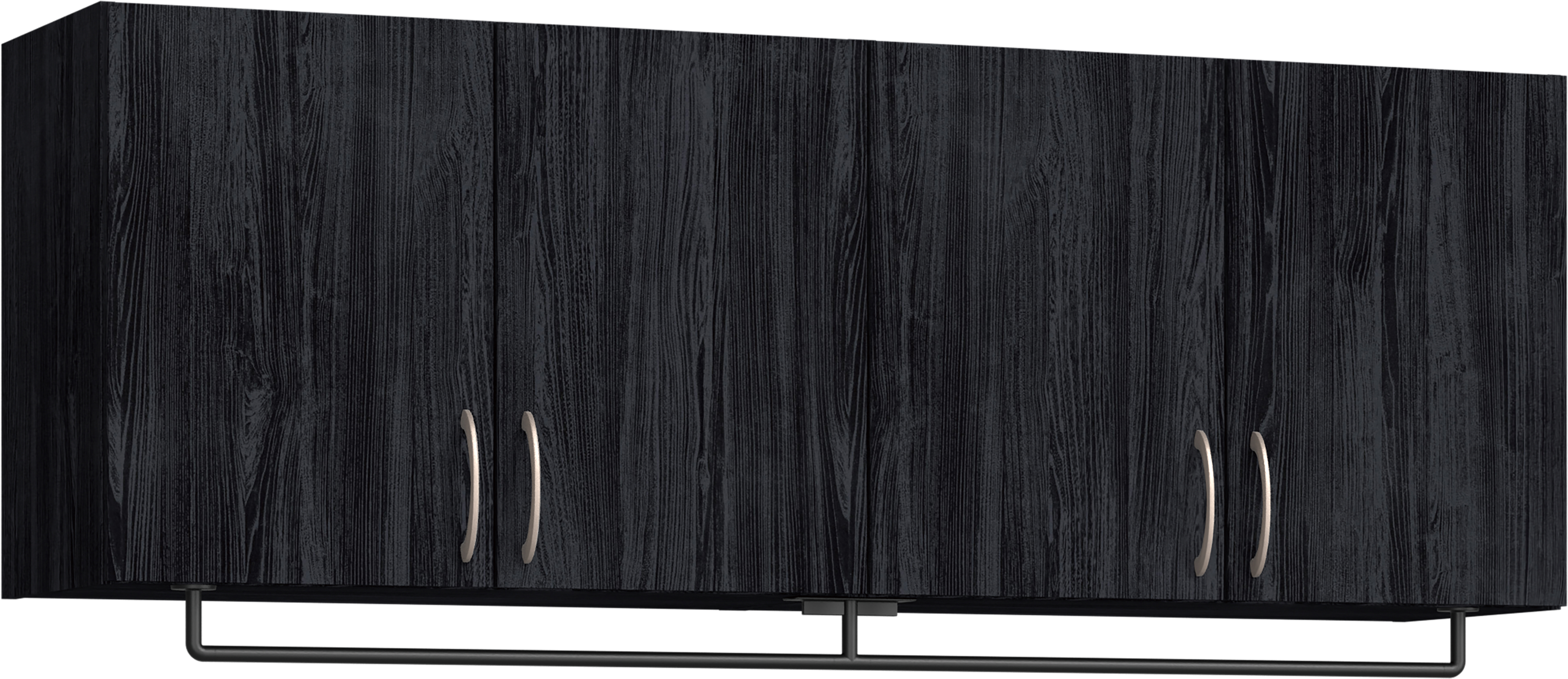 玄関収納　イエリア　開き戸ユニット　フラット縦木目　Ｓ５２　一の字ＰＬＡＮ　天袋Ｈ５７０＋パイプハンガー　ウッド扉　１６００幅　〈モスブラック柄〉　ハンドルラウンド型〈Ｔシルバー色〉