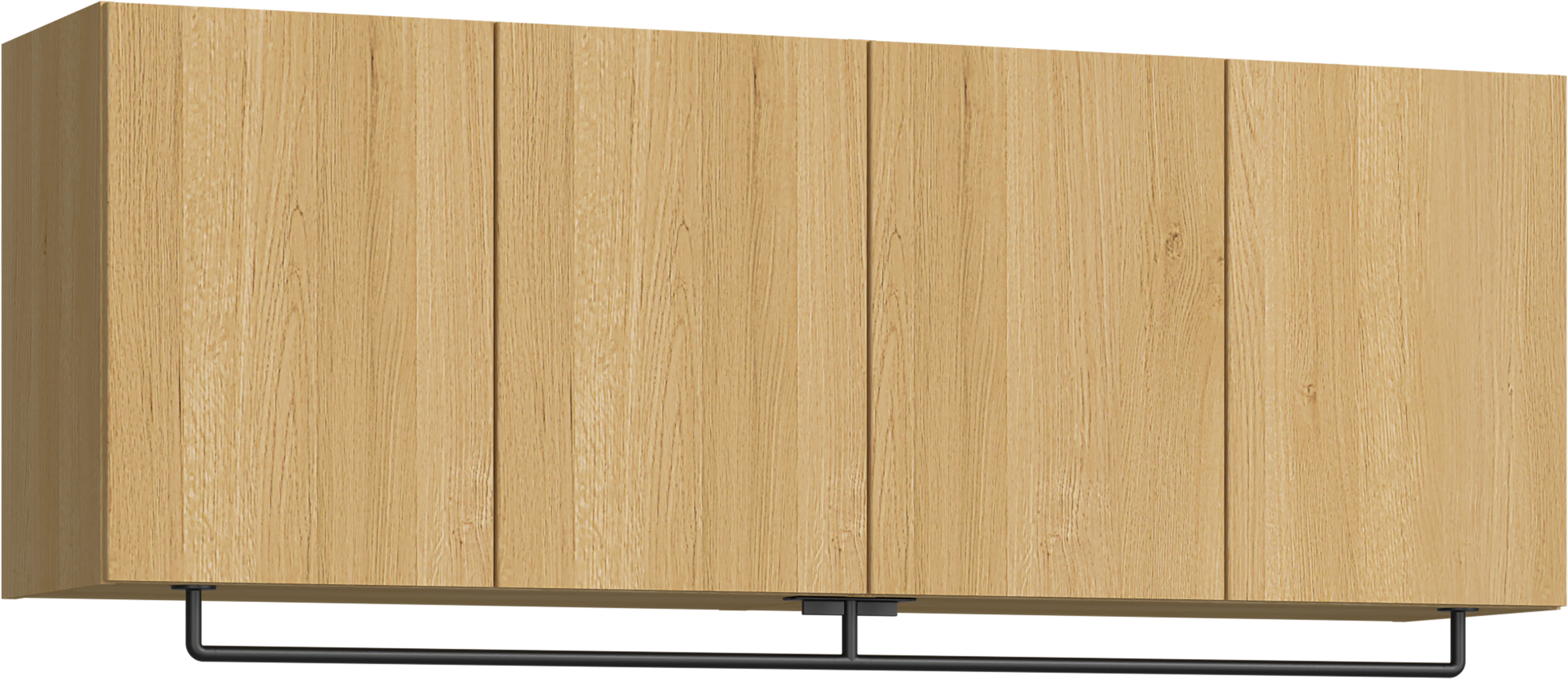 玄関収納　イエリア　開き戸ユニット　フラット縦木目　Ｓ５２　一の字ＰＬＡＮ　天袋Ｈ５７０＋パイプハンガー　ウッド扉　１６００幅　〈ライトオーカー柄〉　ハンドルレス