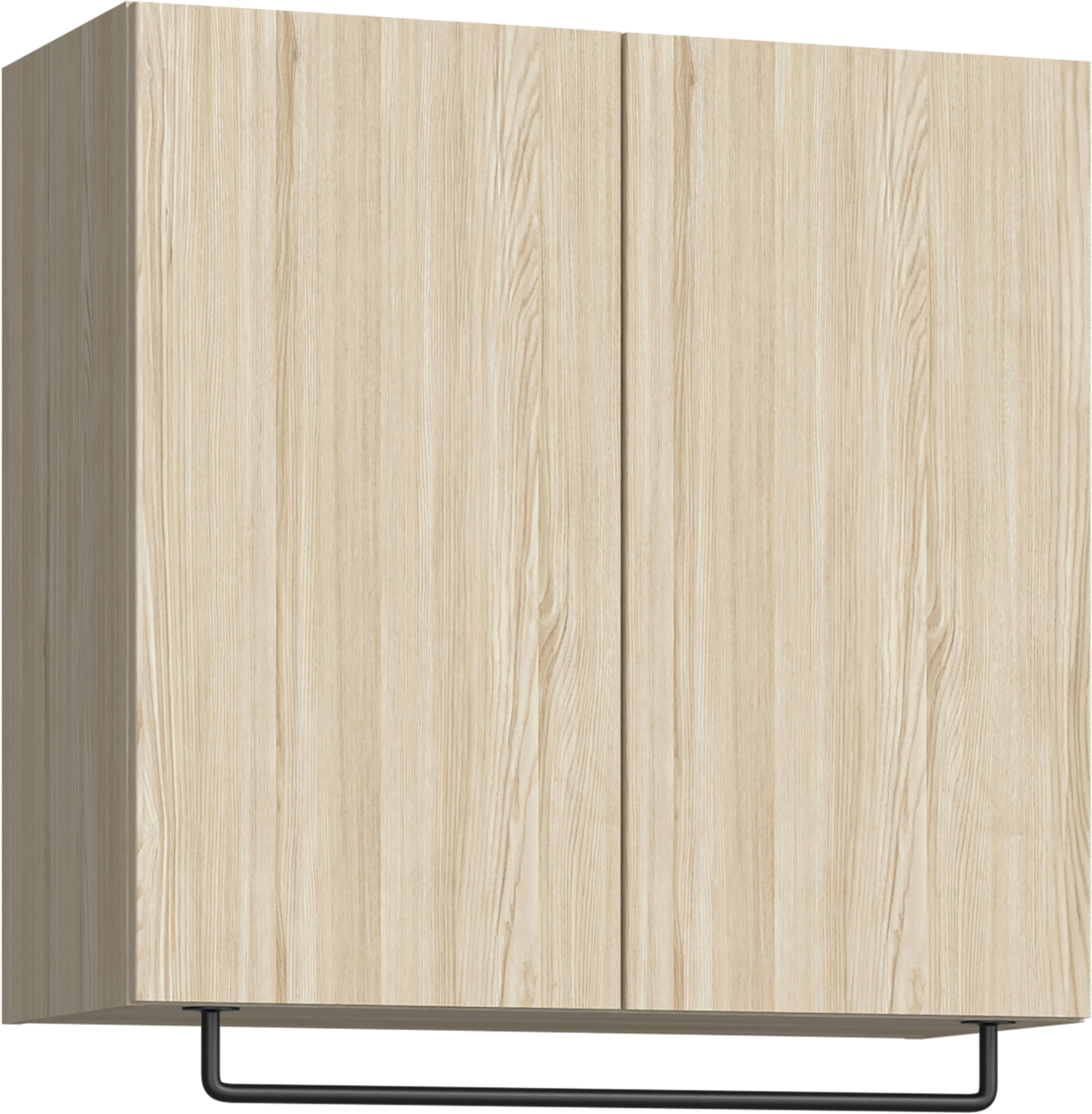 玄関収納　イエリア　開き戸ユニット　フラット縦木目　Ｓ５４　一の字ＰＬＡＮ　天袋Ｈ７８０＋パイプハンガー　ウッド扉　８００幅　〈ソフトグレージュ柄〉　ハンドルレス