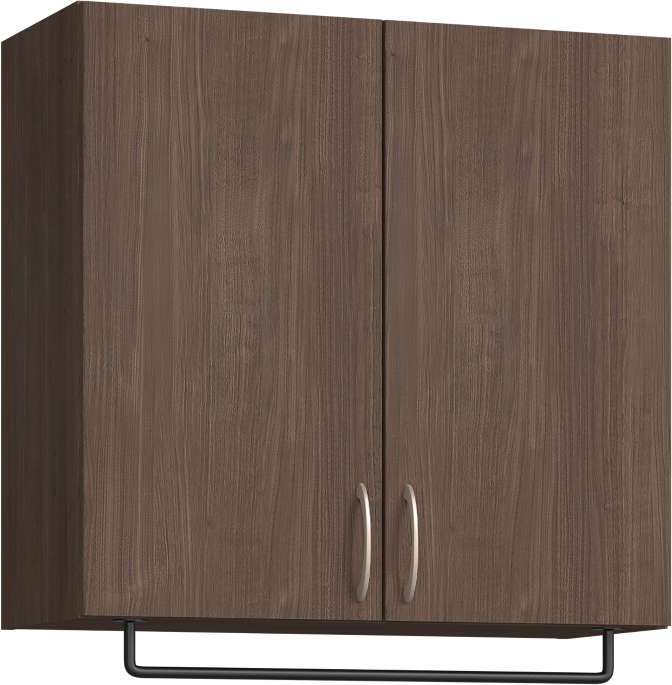 玄関収納　イエリア　開き戸ユニット　フラット縦木目　Ｓ５４　一の字ＰＬＡＮ　天袋Ｈ７８０＋パイプハンガー　ウッド扉　８００幅　〈ダルブラウン柄〉　ハンドルラウンド型〈Ｔシルバー色〉