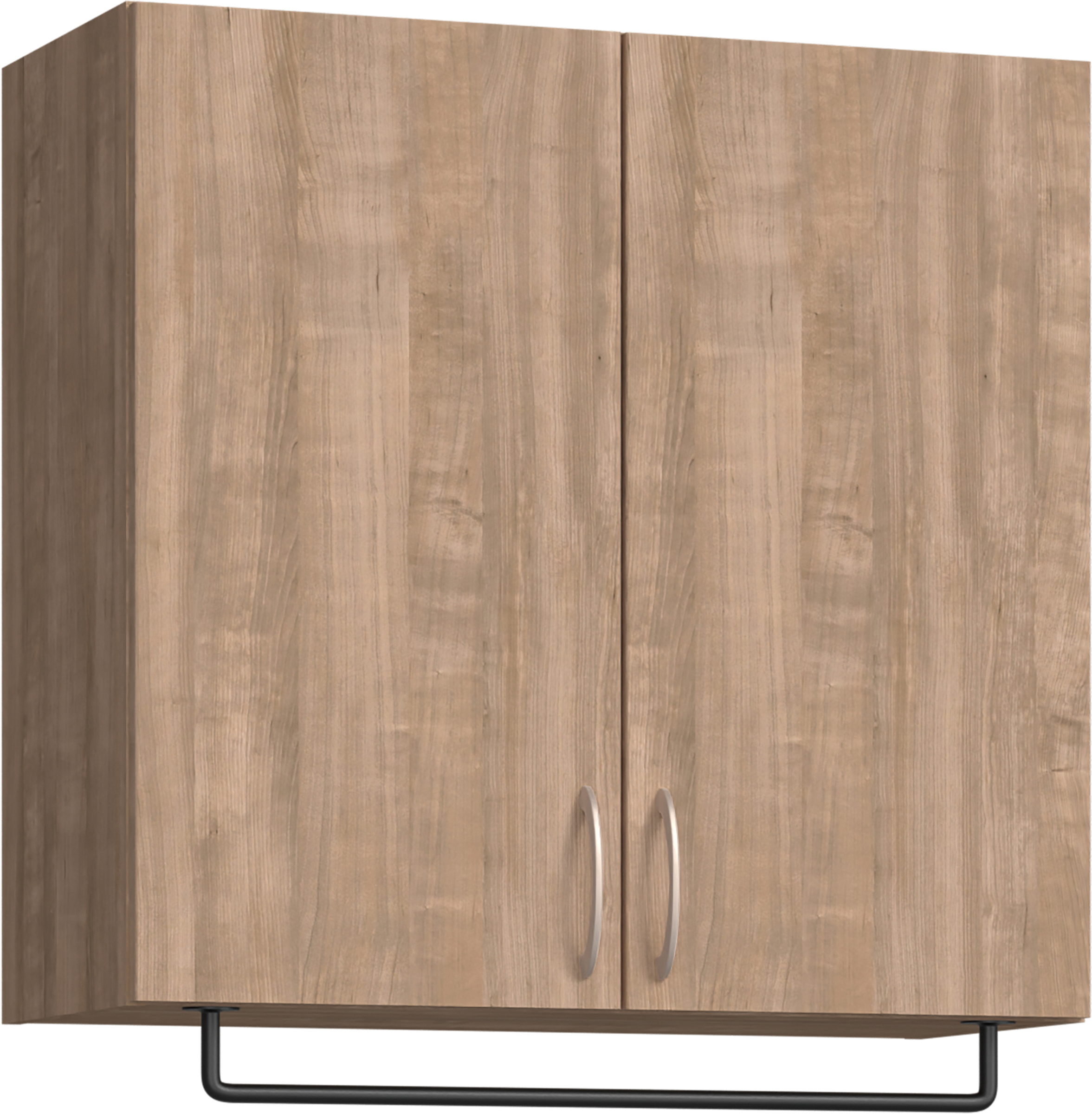 玄関収納　イエリア　開き戸ユニット　フラット縦木目　Ｓ５４　一の字ＰＬＡＮ　天袋Ｈ７８０＋パイプハンガー　ウッド扉　８００幅　〈トープグレー柄〉　ハンドルラウンド型〈Ｔシルバー色〉