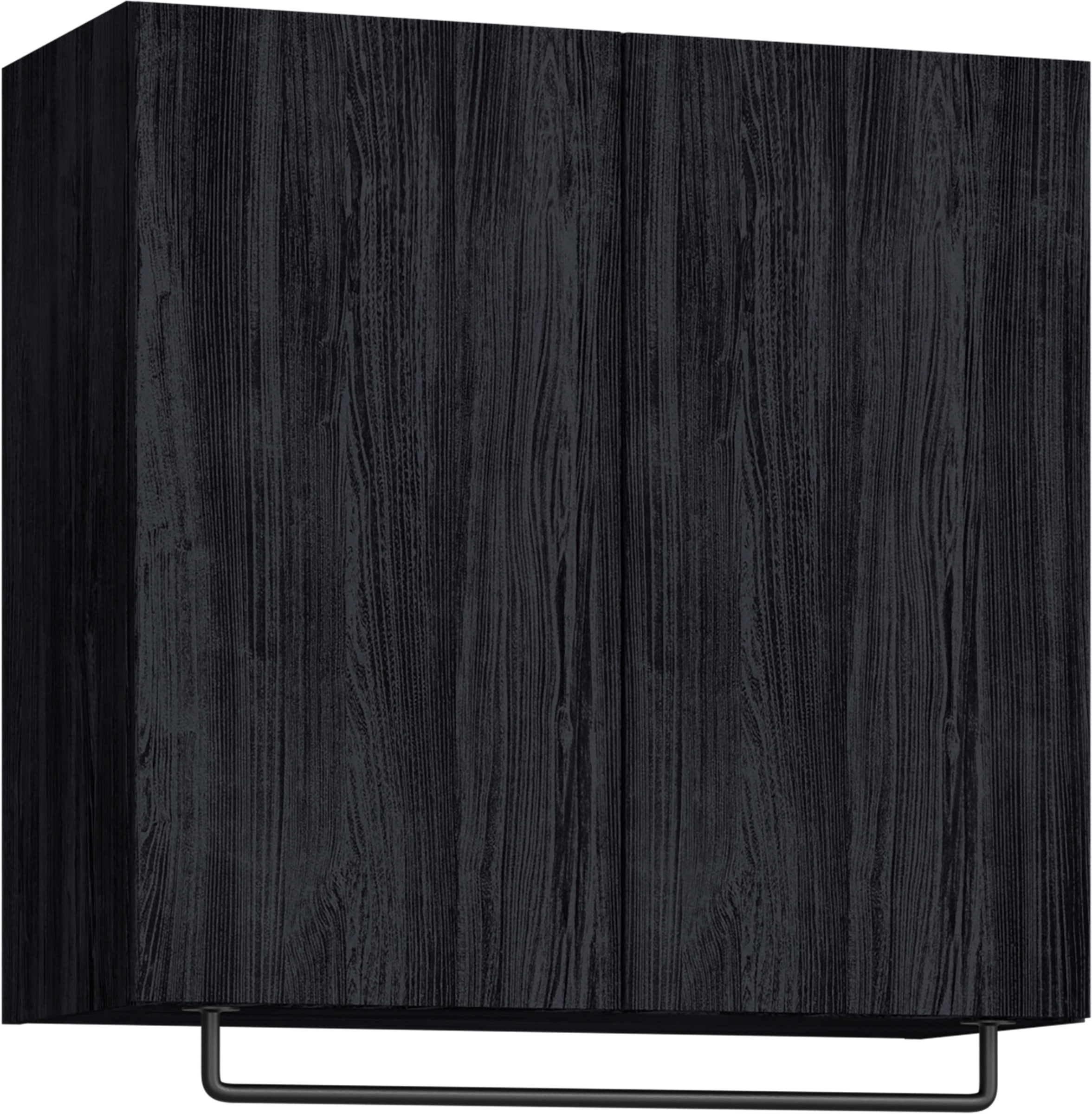 玄関収納　イエリア　開き戸ユニット　フラット縦木目　Ｓ５４　一の字ＰＬＡＮ　天袋Ｈ７８０＋パイプハンガー　ウッド扉　８００幅　〈モスブラック柄〉　ハンドルレス