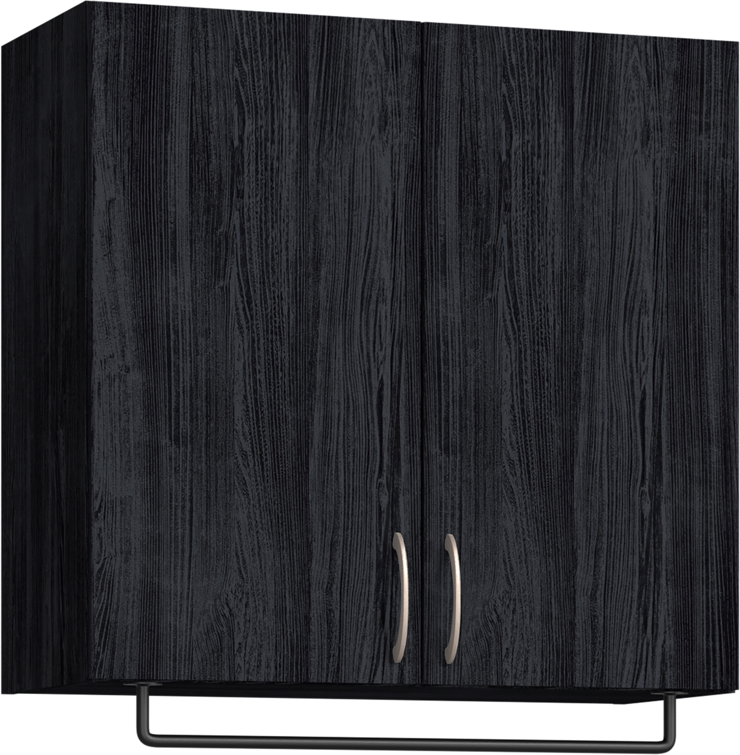 玄関収納　イエリア　開き戸ユニット　フラット縦木目　Ｓ５４　一の字ＰＬＡＮ　天袋Ｈ７８０＋パイプハンガー　ウッド扉　８００幅　〈モスブラック柄〉　ハンドルラウンド型〈Ｔシルバー色〉