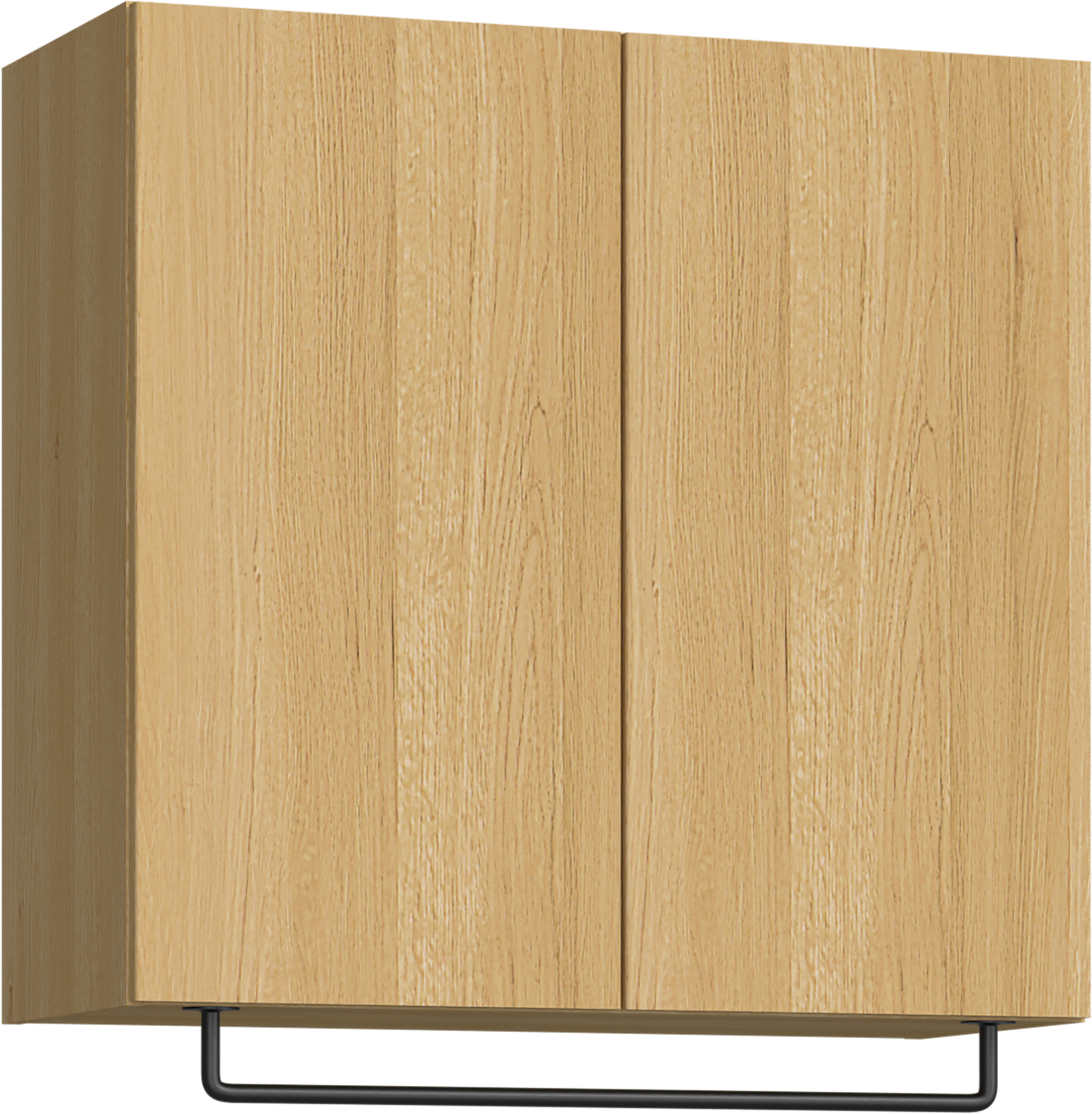 玄関収納　イエリア　開き戸ユニット　フラット縦木目　Ｓ５４　一の字ＰＬＡＮ　天袋Ｈ７８０＋パイプハンガー　ウッド扉　８００幅　〈ライトオーカー柄〉　ハンドルレス