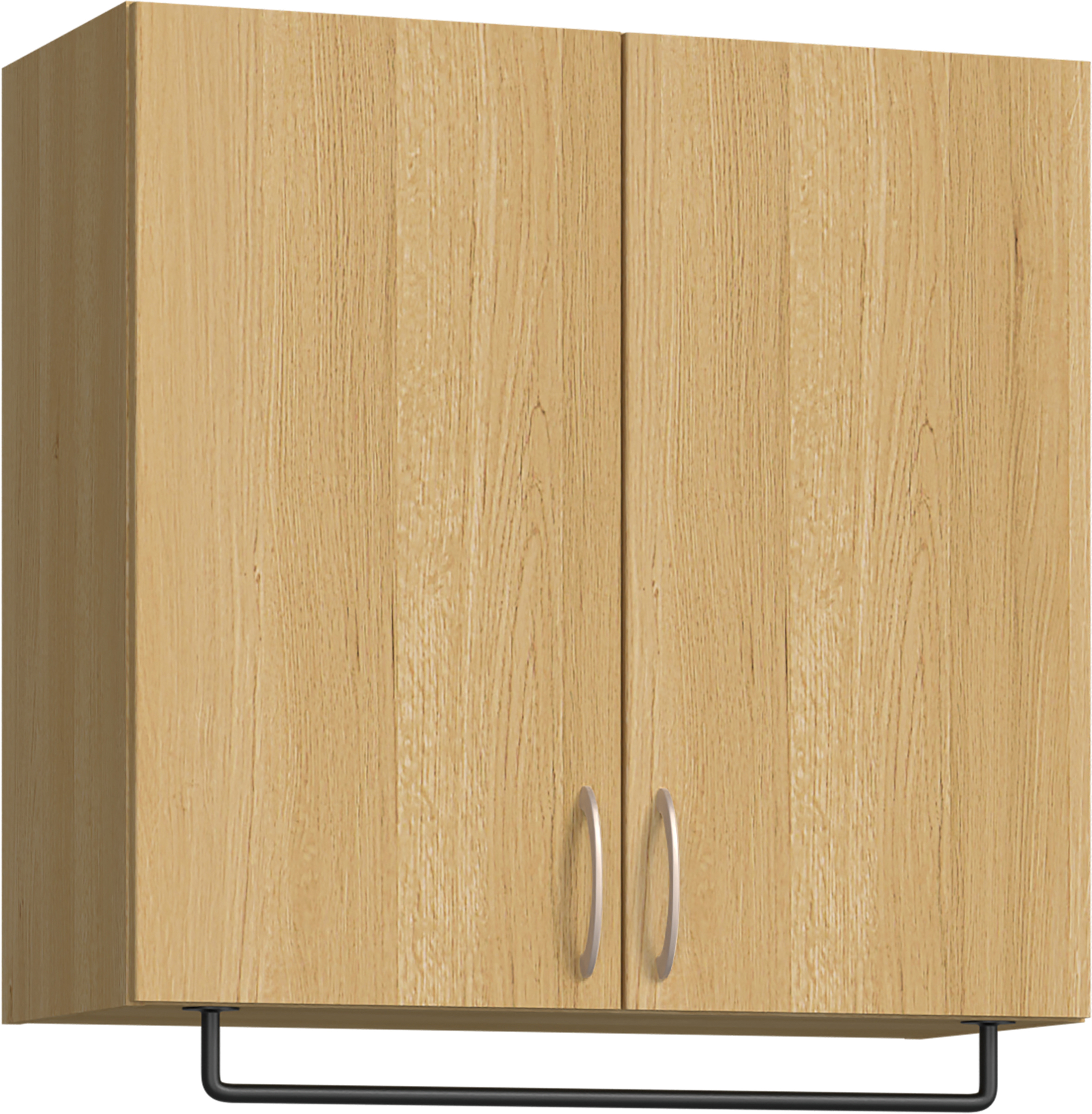 玄関収納　イエリア　開き戸ユニット　フラット縦木目　Ｓ５４　一の字ＰＬＡＮ　天袋Ｈ７８０＋パイプハンガー　ウッド扉　８００幅　〈ライトオーカー柄〉　ハンドルラウンド型〈Ｔシルバー色〉