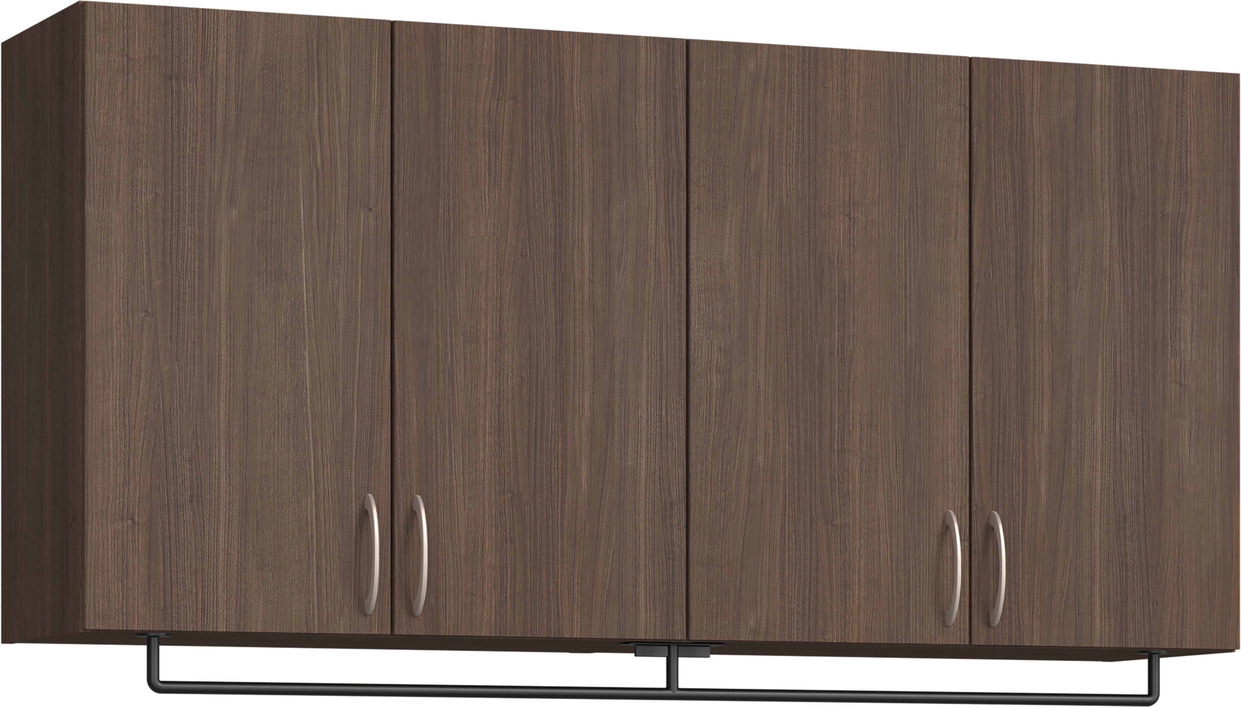 玄関収納　イエリア　開き戸ユニット　フラット縦木目　Ｓ５６　一の字ＰＬＡＮ　天袋Ｈ７８０＋パイプハンガー　ウッド扉　１６００幅　〈ダルブラウン柄〉　ハンドルラウンド型〈Ｔシルバー色〉