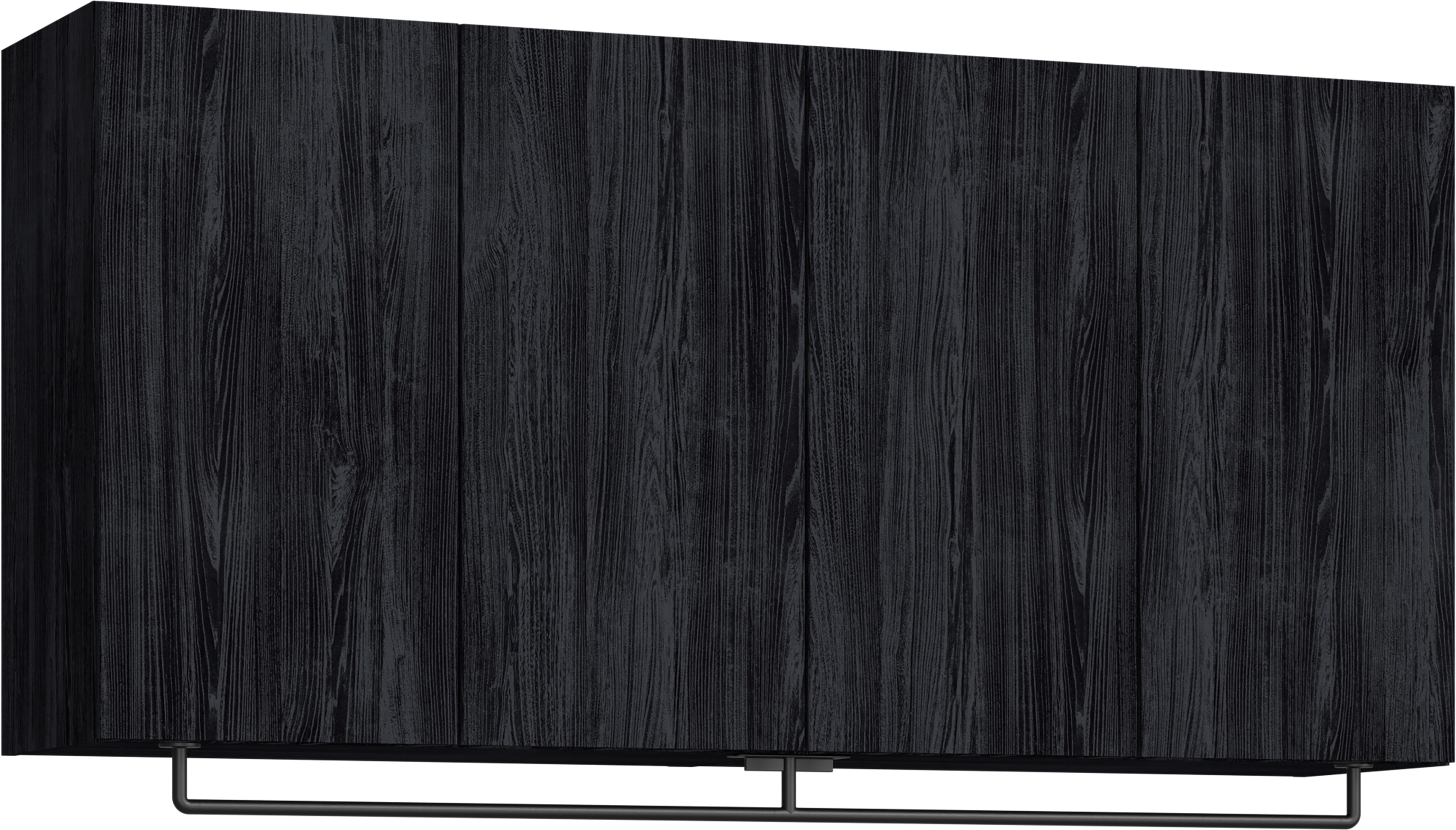 玄関収納　イエリア　開き戸ユニット　フラット縦木目　Ｓ５６　一の字ＰＬＡＮ　天袋Ｈ７８０＋パイプハンガー　ウッド扉　１６００幅　〈モスブラック柄〉　ハンドルレス