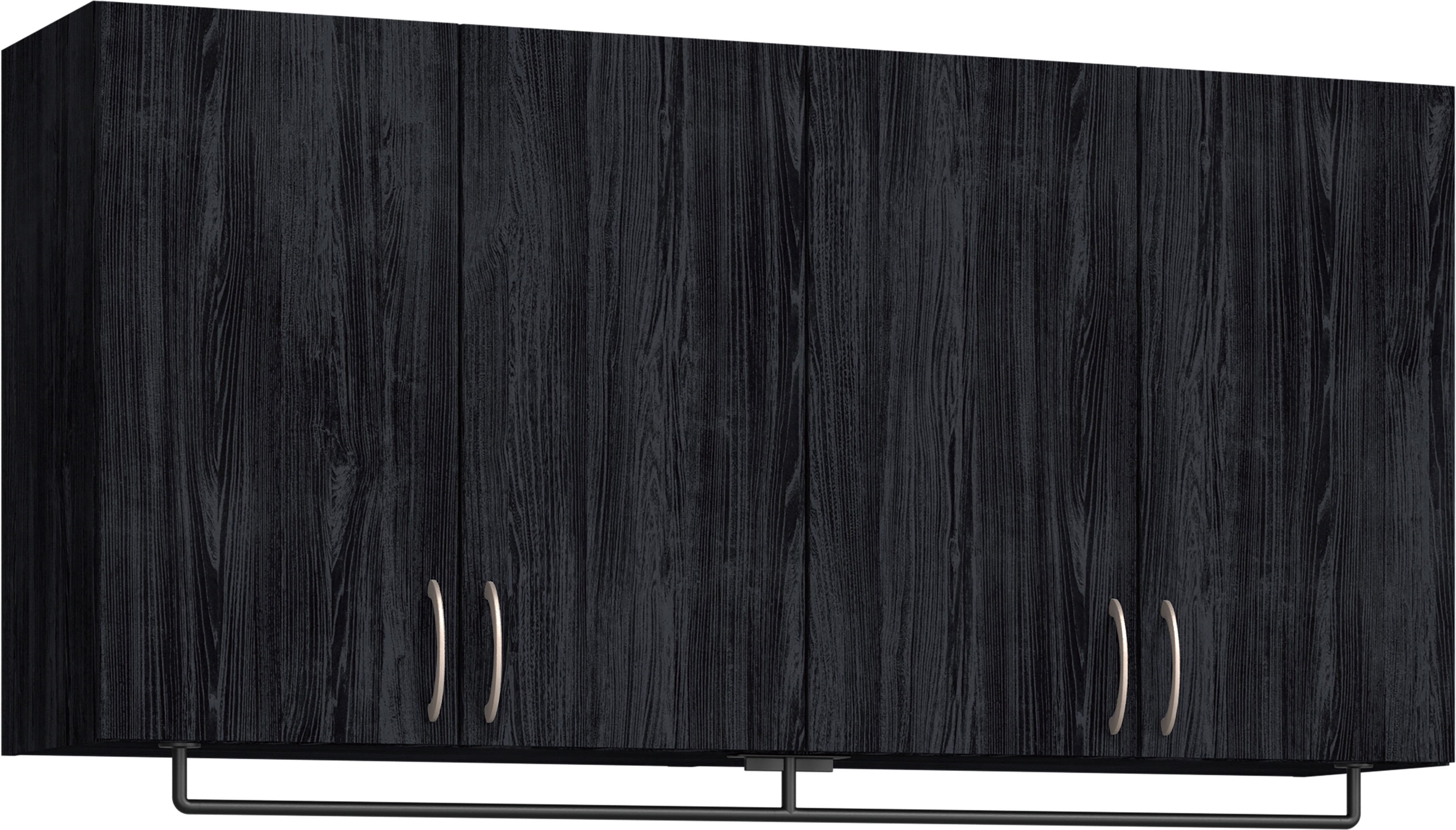 玄関収納　イエリア　開き戸ユニット　フラット縦木目　Ｓ５６　一の字ＰＬＡＮ　天袋Ｈ７８０＋パイプハンガー　ウッド扉　１６００幅　〈モスブラック柄〉　ハンドルラウンド型〈Ｔシルバー色〉