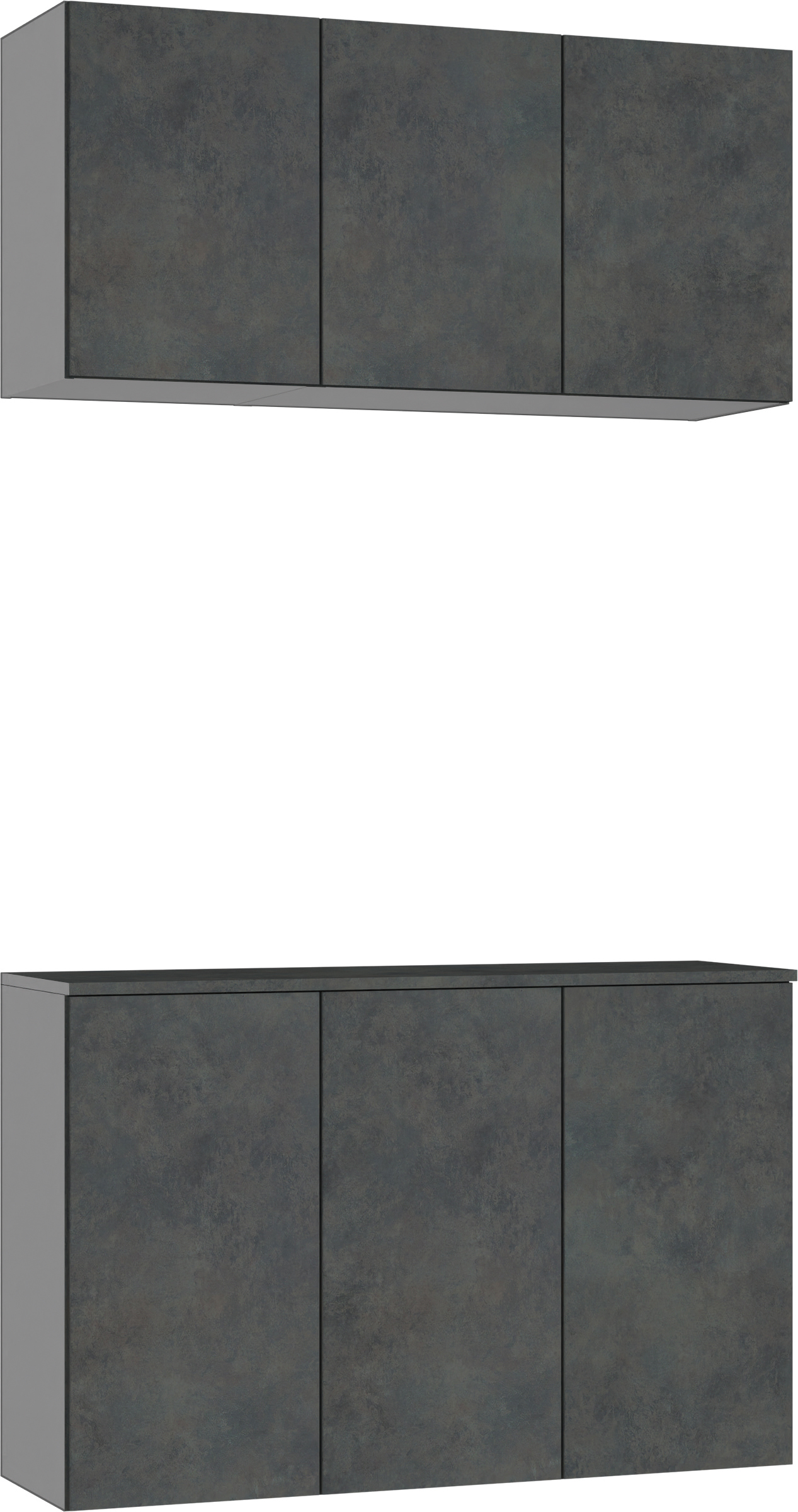 玄関収納　イエリア　開き戸ユニット　フラット　Ｓ３９　二の字ＰＬＡＮ　パネル扉　１２００幅　〈アイアンブラック柄〉　ハンドルレス