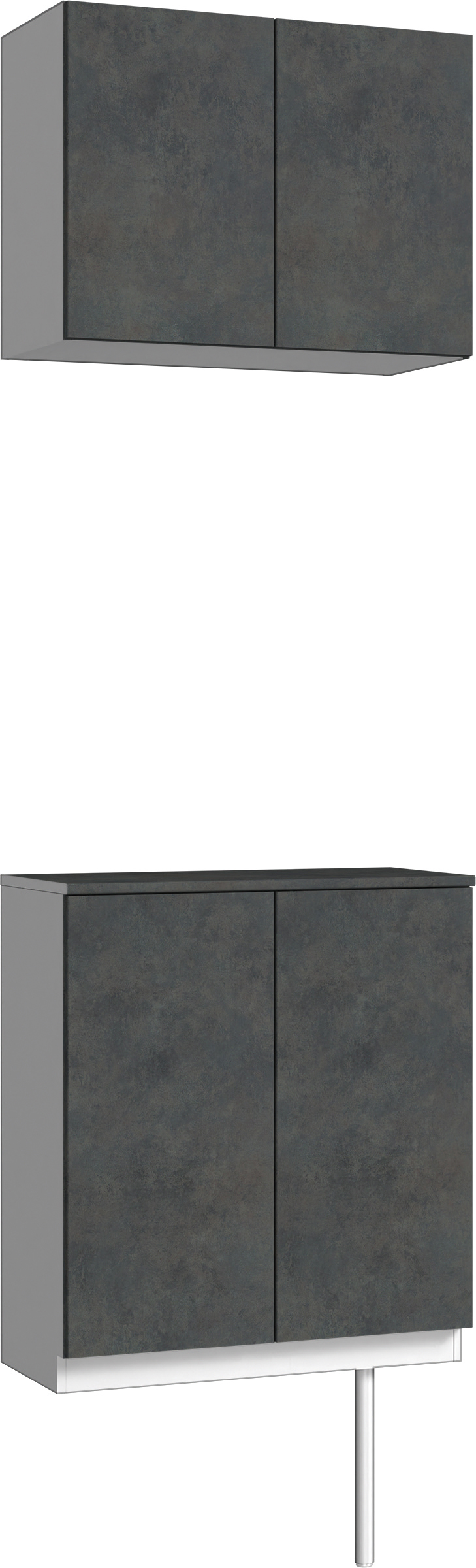 玄関収納　イエリア　開き戸ユニット　フラット　Ｓ６１　二の字ＰＬＡＮ　パネル扉　７４０幅　〈アイアンブラック柄〉　ハンドルレス