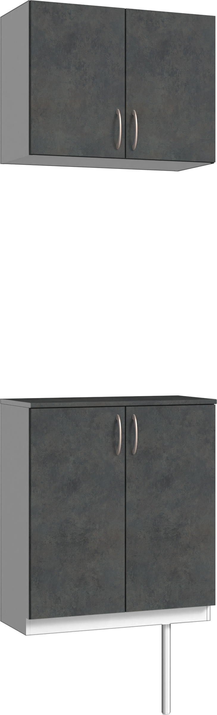 玄関収納　イエリア　開き戸ユニット　フラット　Ｓ６１　二の字ＰＬＡＮ　パネル扉　７４０幅　〈アイアンブラック柄〉　ハンドルラウンド型〈Ｔシルバー色〉