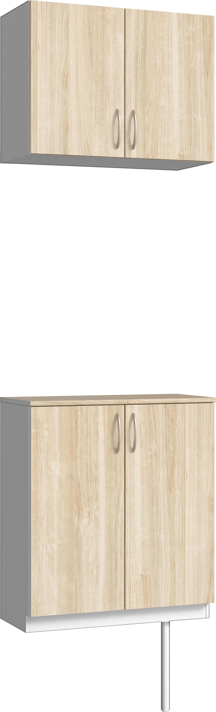 玄関収納　イエリア　開き戸ユニット　フラット　Ｓ６１　二の字ＰＬＡＮ　パネル扉　７４０幅　〈コットンベージュ柄〉　ハンドルラウンド型〈Ｔシルバー色〉