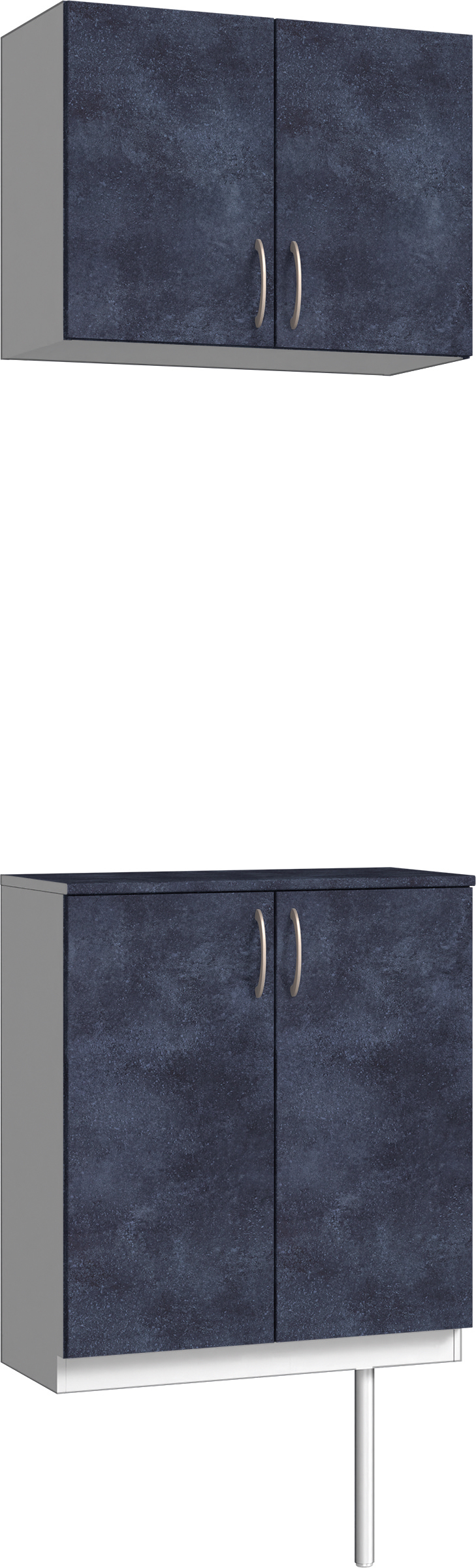 玄関収納　イエリア　開き戸ユニット　フラット　Ｓ６１　二の字ＰＬＡＮ　パネル扉　７４０幅　〈コバルトブルー柄〉　ハンドルラウンド型〈Ｔシルバー色〉