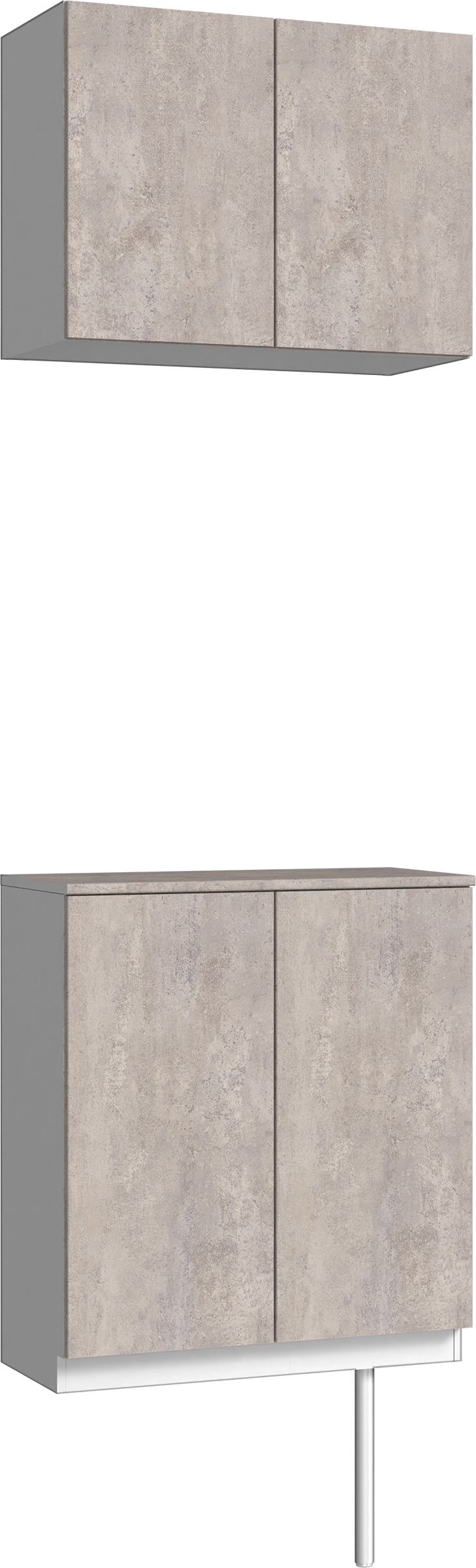 玄関収納　イエリア　開き戸ユニット　フラット　Ｓ６１　二の字ＰＬＡＮ　パネル扉　７４０幅　〈コンクリートグレー柄〉　ハンドルレス