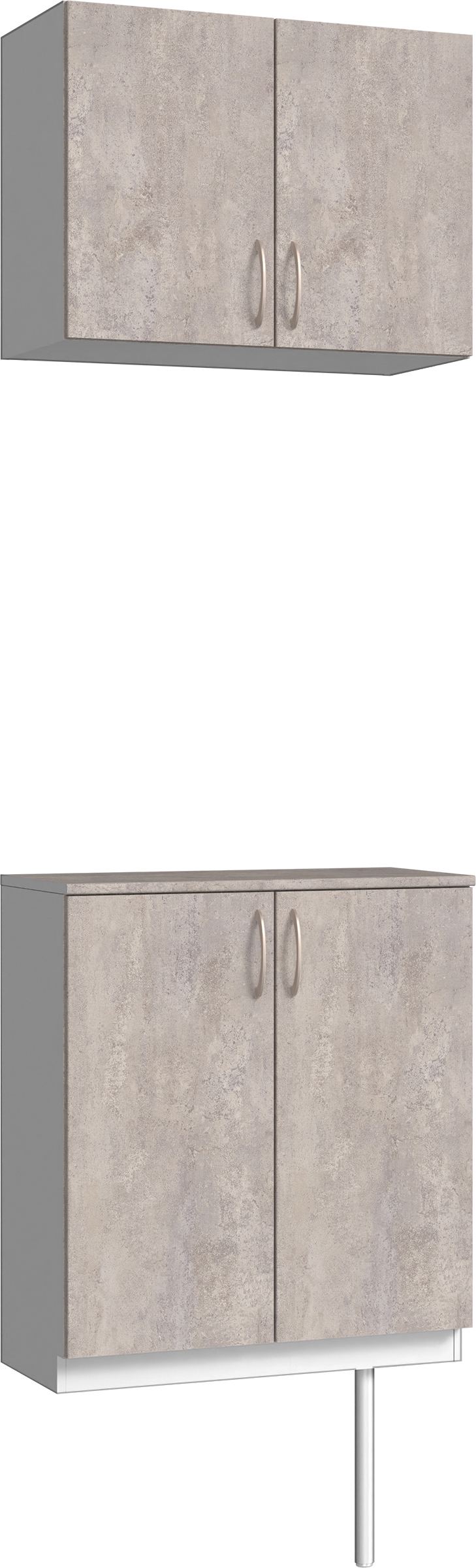 玄関収納　イエリア　開き戸ユニット　フラット　Ｓ６１　二の字ＰＬＡＮ　パネル扉　７４０幅　〈コンクリートグレー柄〉　ハンドルラウンド型〈Ｔシルバー色〉