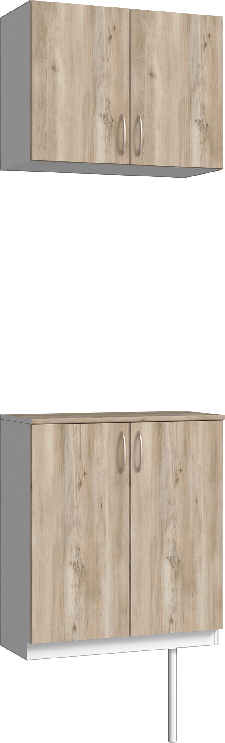 玄関収納　イエリア　開き戸ユニット　フラット　Ｓ６１　二の字ＰＬＡＮ　パネル扉　７４０幅　〈スモークグレー柄〉　ハンドルラウンド型〈Ｔシルバー色〉