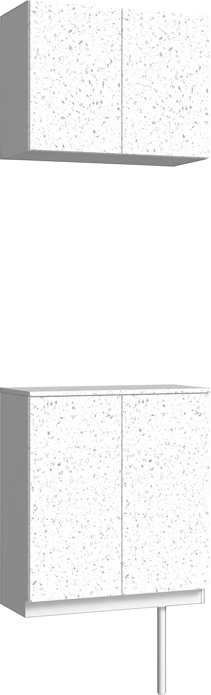 玄関収納　イエリア　開き戸ユニット　フラット　Ｓ６１　二の字ＰＬＡＮ　パネル扉　７４０幅　〈テラゾホワイト柄〉　ハンドルレス