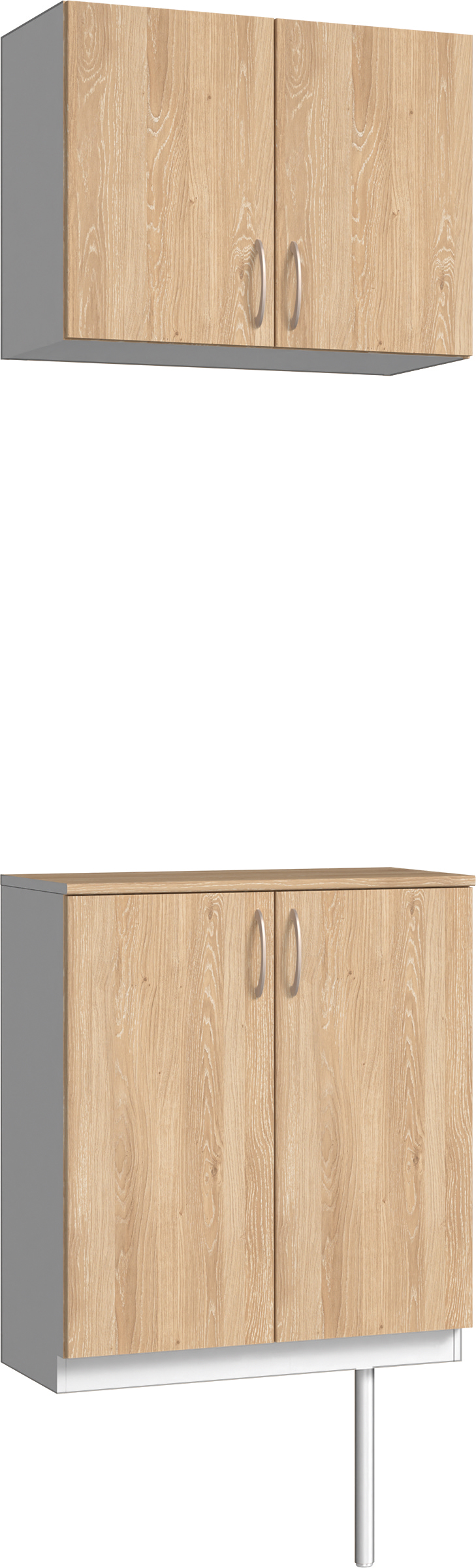 玄関収納　イエリア　開き戸ユニット　フラット　Ｓ６１　二の字ＰＬＡＮ　パネル扉　７４０幅　〈ミルキーオーカー柄〉　ハンドルラウンド型〈Ｔシルバー色〉