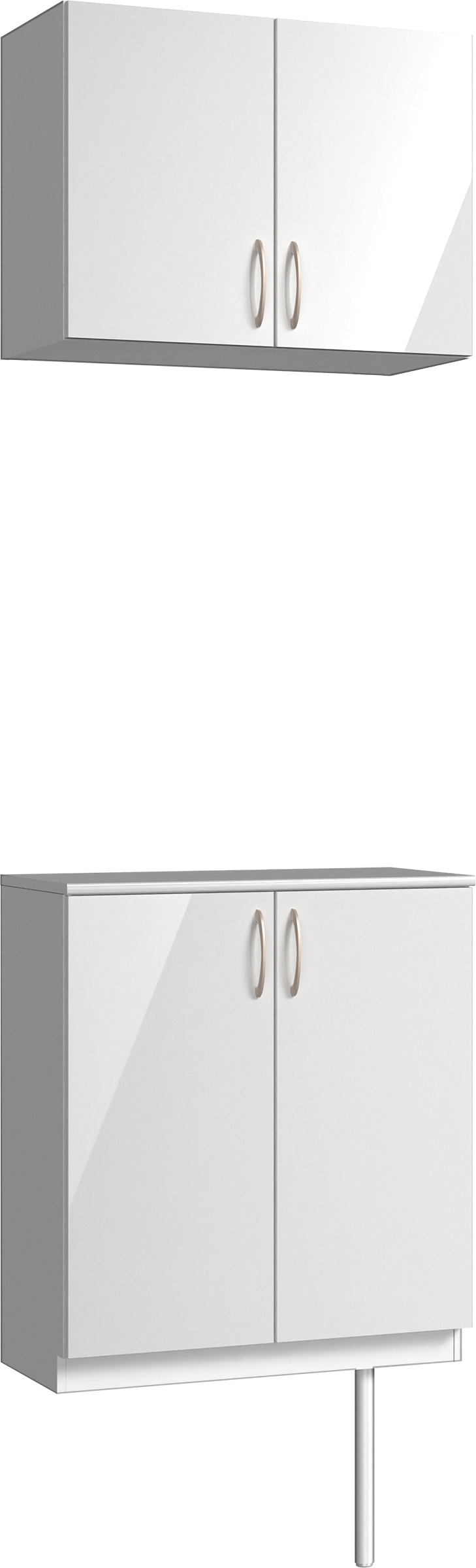 玄関収納　イエリア　開き戸ユニット　フラット　Ｓ６１　二の字ＰＬＡＮ　パネル扉　７４０幅　〈ルミホワイト柄〉　ハンドルラウンド型〈Ｔシルバー色〉