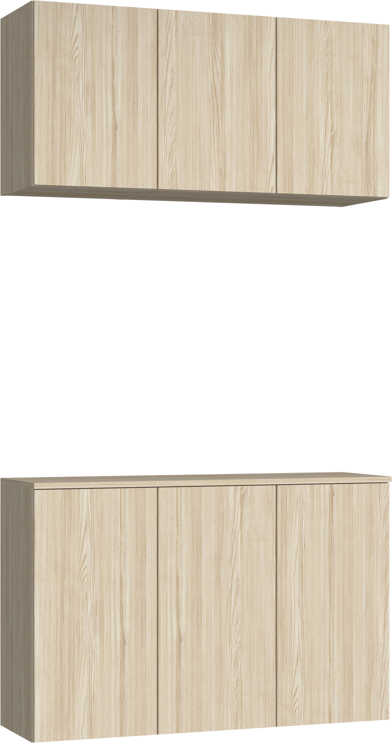 玄関収納　イエリア　開き戸ユニット　フラット縦木目　Ｓ３９　二の字ＰＬＡＮ　ウッド扉　１２００幅　〈ソフトグレージュ柄〉　ハンドルレス