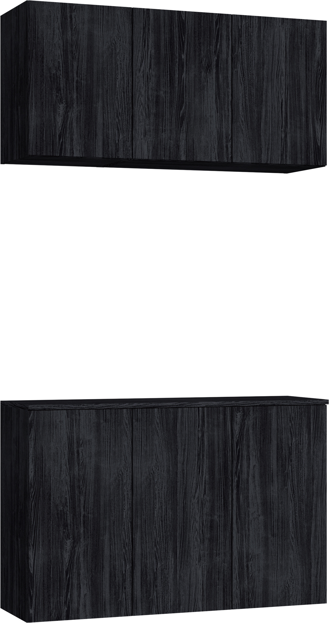 玄関収納　イエリア　開き戸ユニット　フラット縦木目　Ｓ３９　二の字ＰＬＡＮ　ウッド扉　１２００幅　〈モスブラック柄〉　ハンドルレス