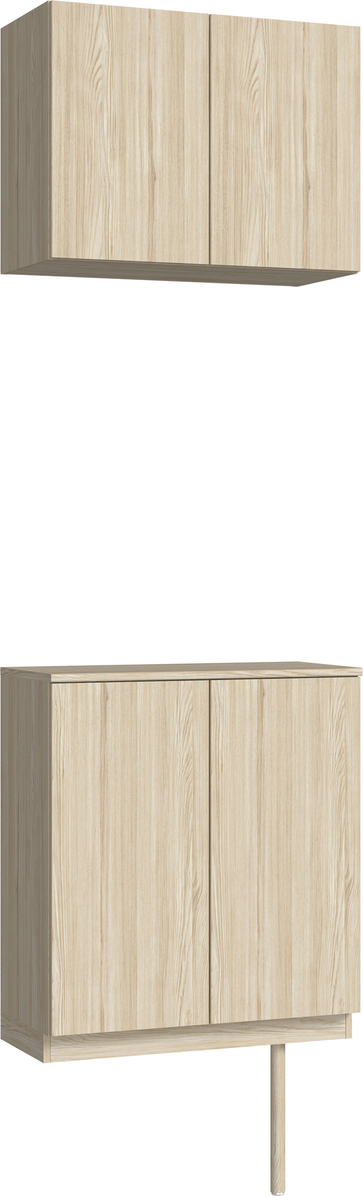 玄関収納　イエリア　開き戸ユニット　フラット縦木目　Ｓ６１　二の字ＰＬＡＮ　ウッド扉　７４０幅　〈ソフトグレージュ柄〉　ハンドルレス