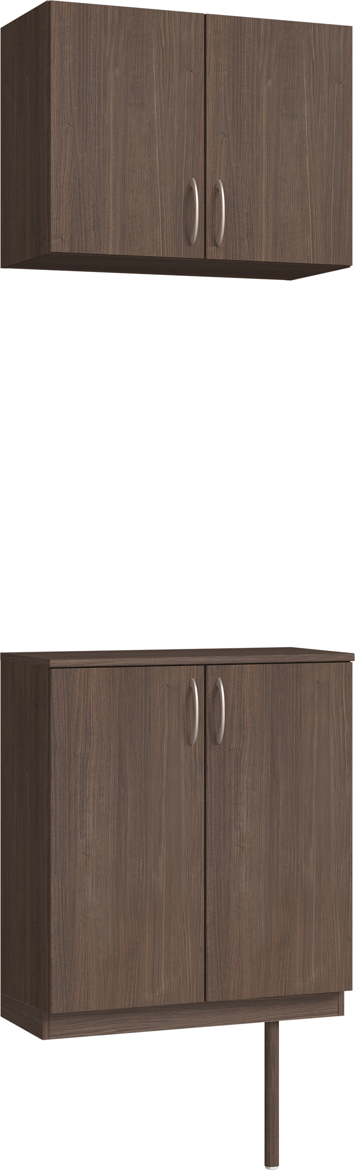 玄関収納　イエリア　開き戸ユニット　フラット縦木目　Ｓ６１　二の字ＰＬＡＮ　ウッド扉　７４０幅　〈ダルブラウン柄〉　ハンドルラウンド型〈Ｔシルバー色〉