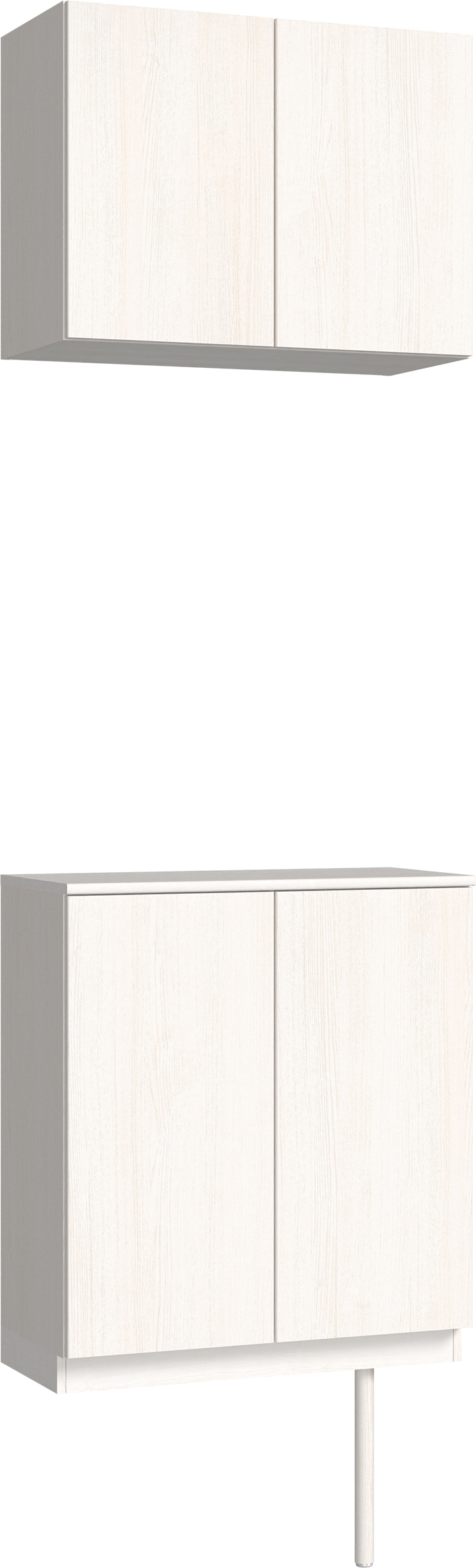 玄関収納　イエリア　開き戸ユニット　フラット縦木目　Ｓ６１　二の字ＰＬＡＮ　ウッド扉　７４０幅　〈ネオホワイト柄〉　ハンドルレス