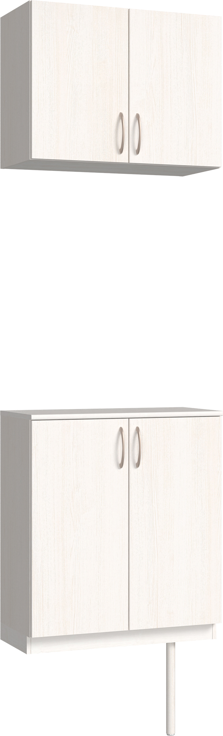 玄関収納　イエリア　開き戸ユニット　フラット縦木目　Ｓ６１　二の字ＰＬＡＮ　ウッド扉　７４０幅　〈ネオホワイト柄〉　ハンドルラウンド型〈Ｔシルバー色〉