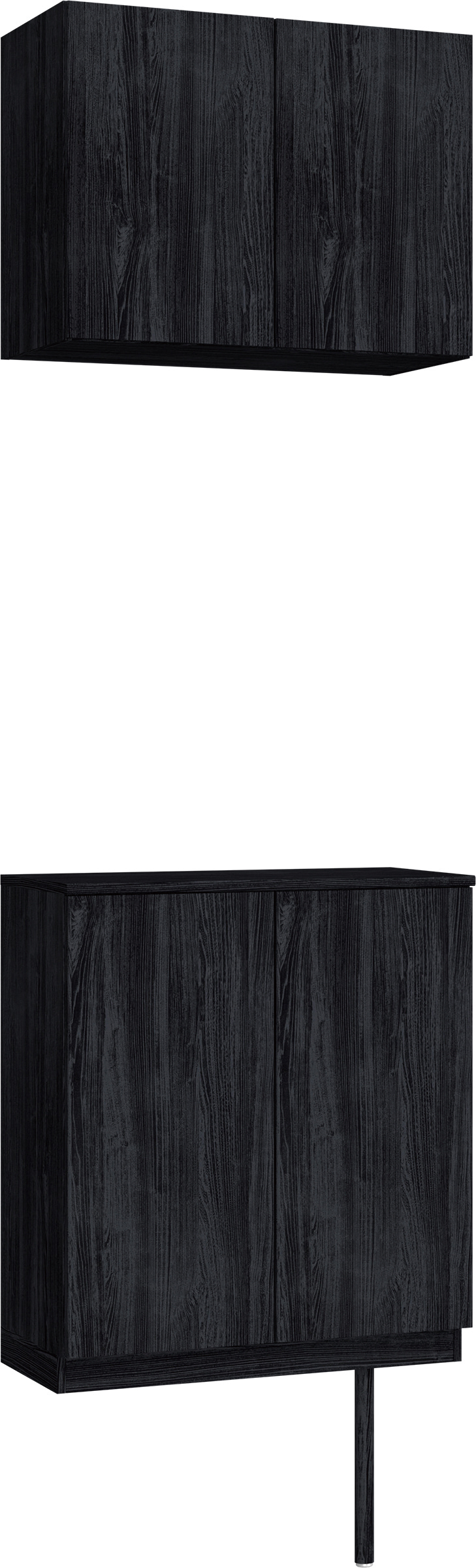 玄関収納　イエリア　開き戸ユニット　フラット縦木目　Ｓ６１　二の字ＰＬＡＮ　ウッド扉　７４０幅　〈モスブラック柄〉　ハンドルレス