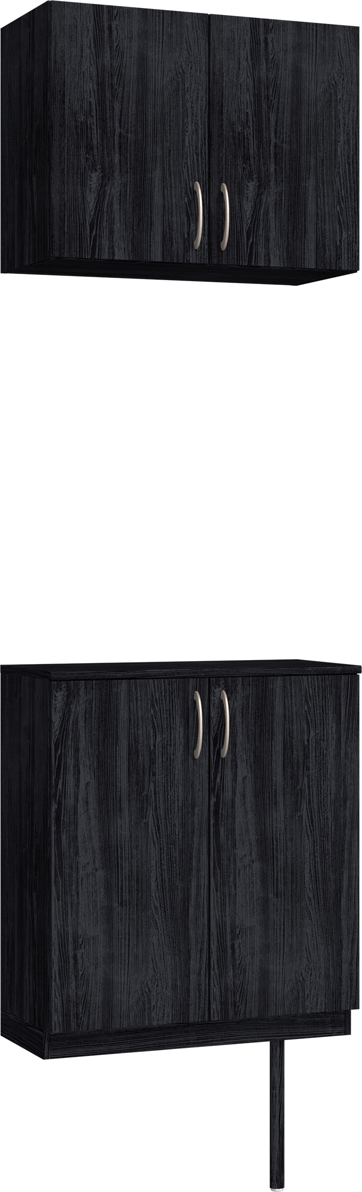 玄関収納　イエリア　開き戸ユニット　フラット縦木目　Ｓ６１　二の字ＰＬＡＮ　ウッド扉　７４０幅　〈モスブラック柄〉　ハンドルラウンド型〈Ｔシルバー色〉