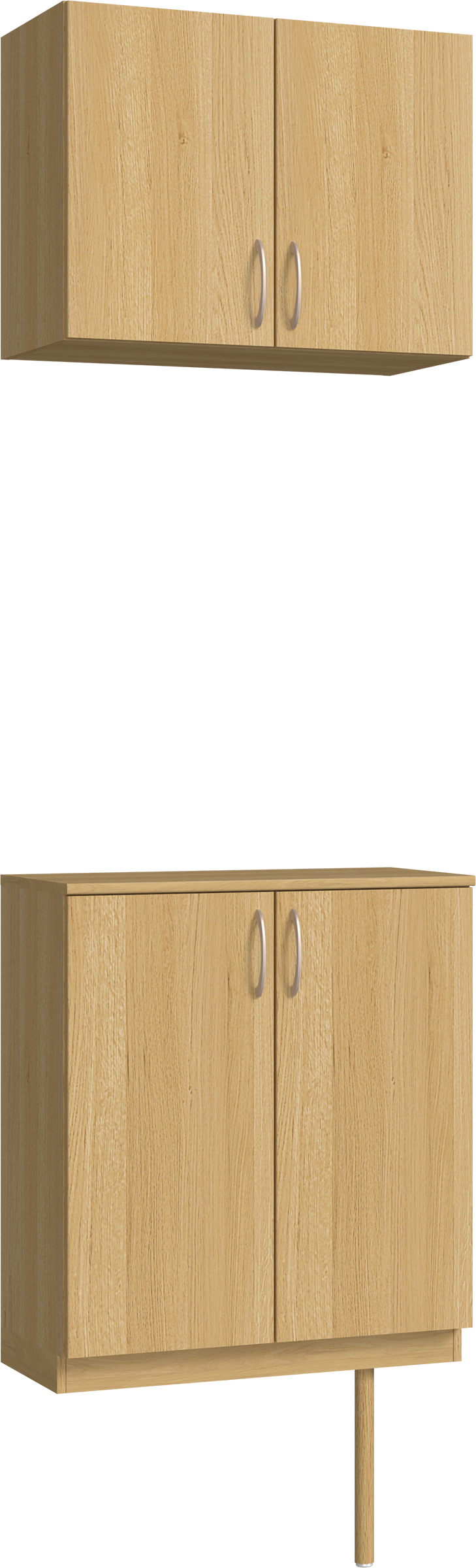 玄関収納　イエリア　開き戸ユニット　フラット縦木目　Ｓ６１　二の字ＰＬＡＮ　ウッド扉　７４０幅　〈ライトオーカー柄〉　ハンドルラウンド型〈Ｔシルバー色〉