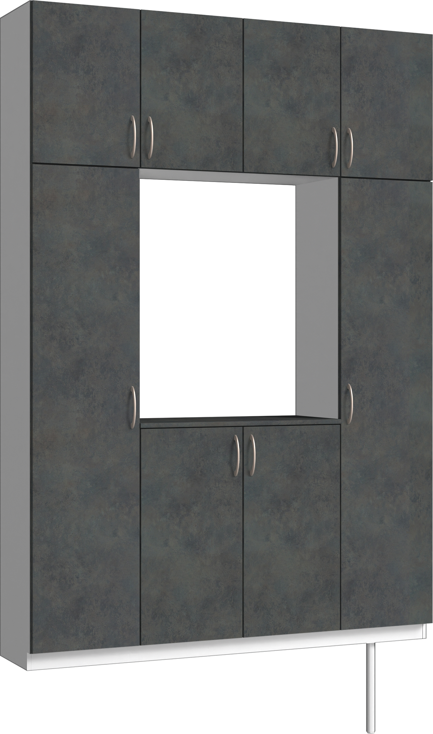 玄関収納　イエリア　開き戸ユニット　フラット　Ｓ１５　ロの字ＰＬＡＮ　シューズ収納　パネル扉　１６００幅　　〈アイアンブラック柄〉　ハンドルラウンド型〈Ｔシルバー色〉