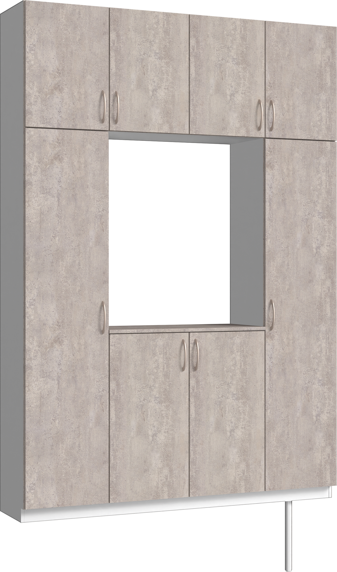 玄関収納　イエリア　開き戸ユニット　フラット　Ｓ１５　ロの字ＰＬＡＮ　シューズ収納　パネル扉　１６００幅　　〈コンクリートグレー柄〉　ハンドルラウンド型〈Ｔシルバー色〉