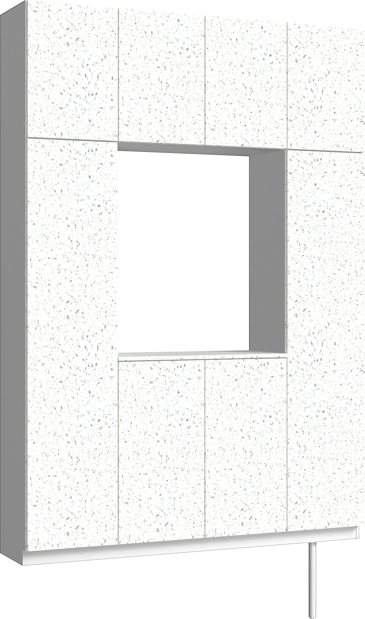 玄関収納　イエリア　開き戸ユニット　フラット　Ｓ１５　ロの字ＰＬＡＮ　シューズ収納　パネル扉　１６００幅　　〈テラゾホワイト柄〉　ハンドルレス