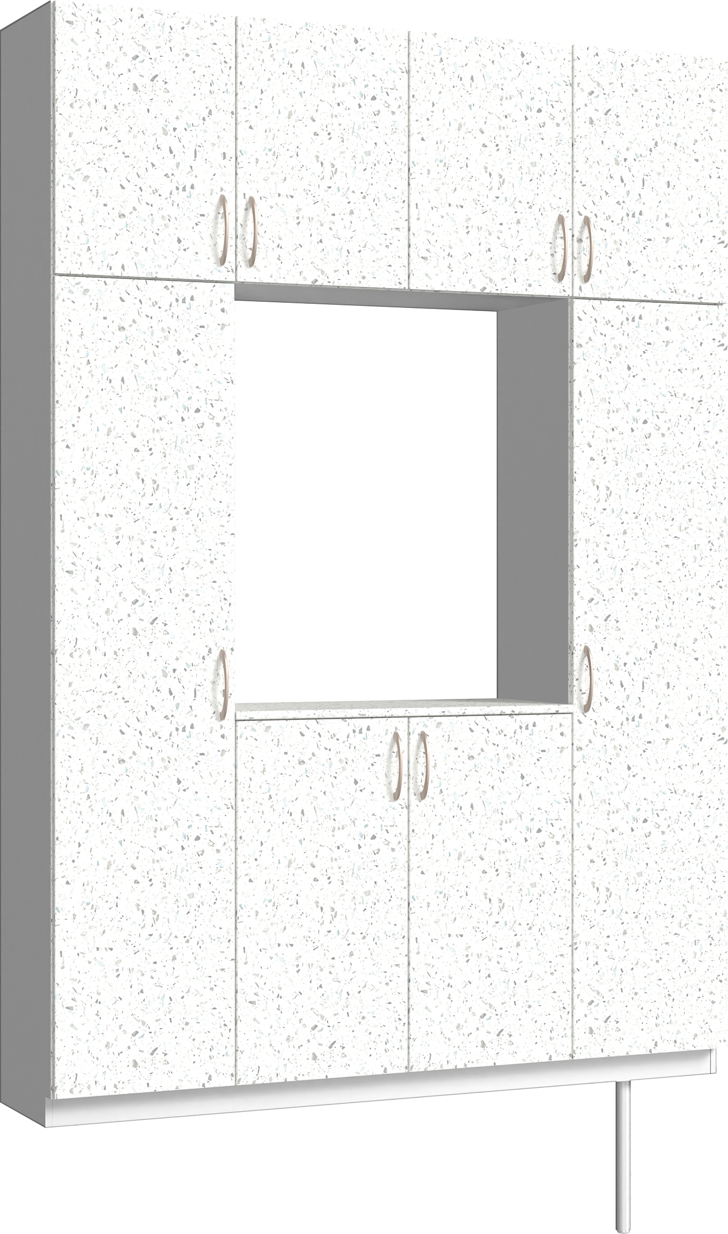 玄関収納　イエリア　開き戸ユニット　フラット　Ｓ１５　ロの字ＰＬＡＮ　シューズ収納　パネル扉　１６００幅　　〈テラゾホワイト柄〉　ハンドルラウンド型〈Ｔシルバー色〉