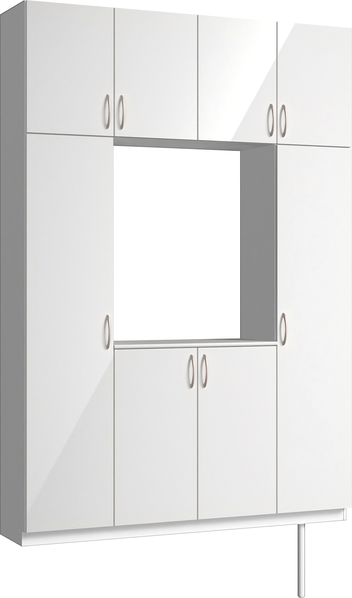 玄関収納　イエリア　開き戸ユニット　フラット　Ｓ１５　ロの字ＰＬＡＮ　シューズ収納　パネル扉　１６００幅　　〈ルミホワイト柄〉　ハンドルラウンド型〈Ｔシルバー色〉