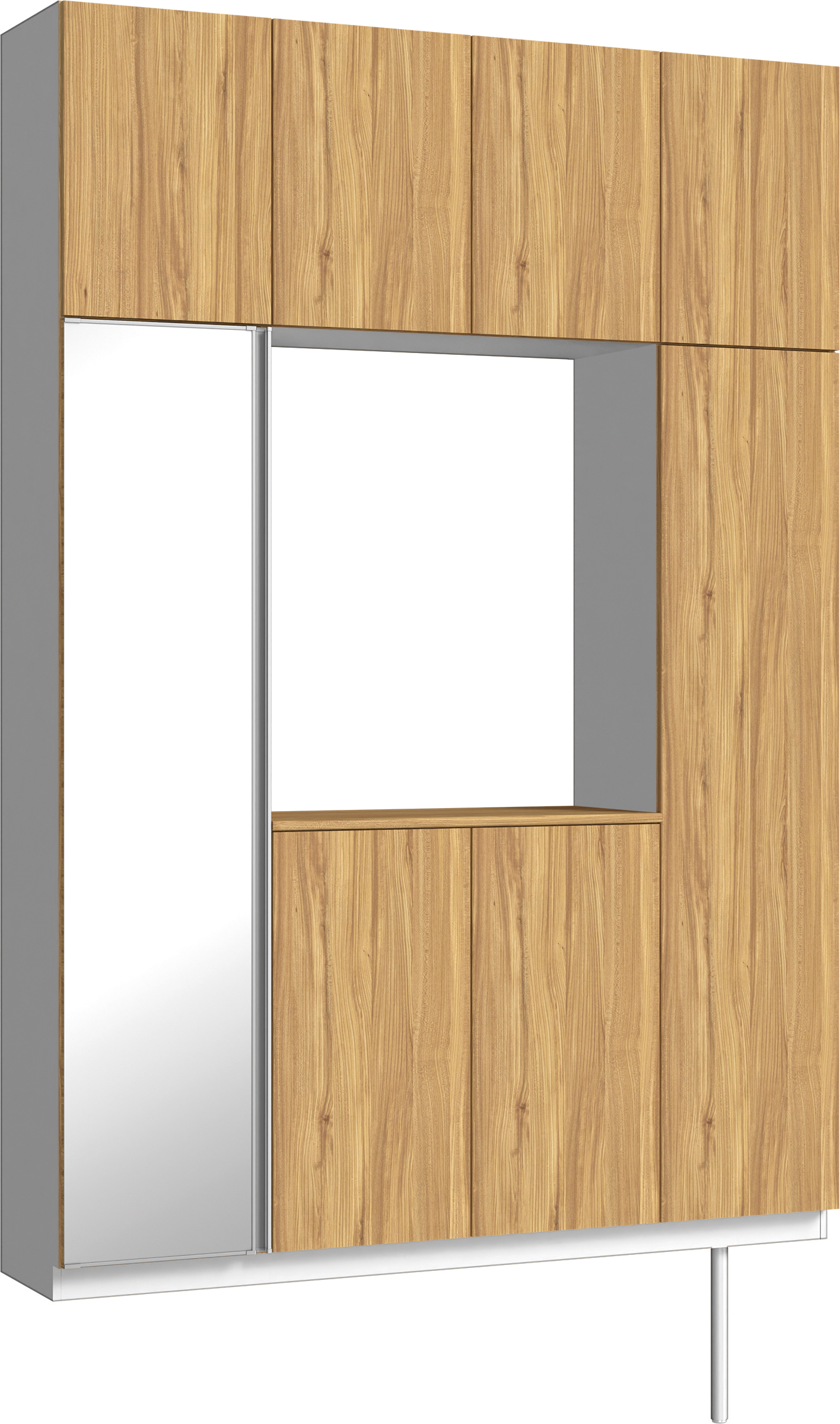 玄関収納　イエリア　開き戸ユニット　フラット　Ｓ４４　ロの字ＰＬＡＮ　シューズ収納　ミラー扉　１６００幅　〈シナモンブラウン柄〉　ハンドルレス