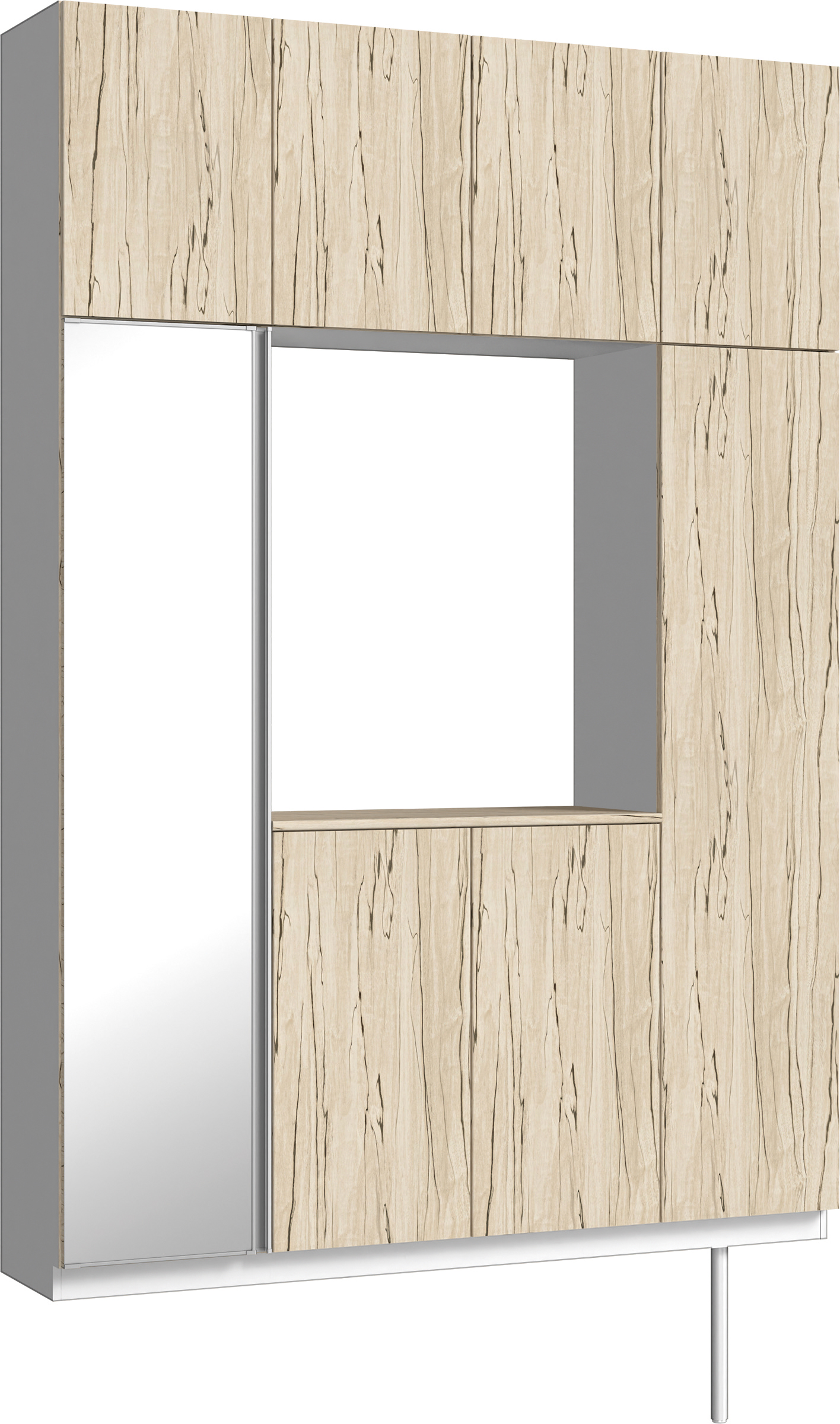 玄関収納　イエリア　開き戸ユニット　フラット　Ｓ４４　ロの字ＰＬＡＮ　シューズ収納　ミラー扉　１６００幅　〈スロウベージュ柄〉　ハンドルレス