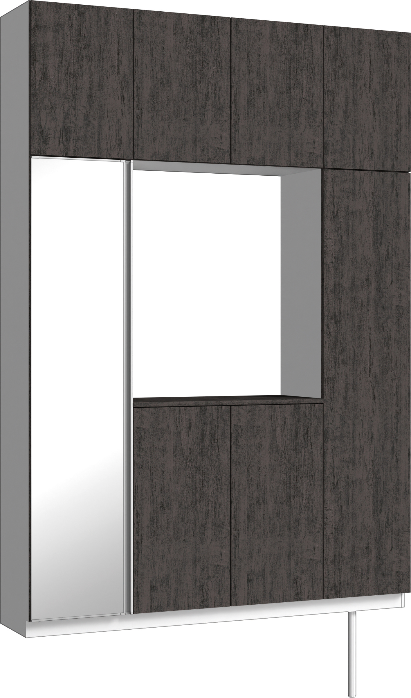 玄関収納　イエリア　開き戸ユニット　フラット　Ｓ４４　ロの字ＰＬＡＮ　シューズ収納　ミラー扉　１６００幅　〈ドライブラック柄〉　ハンドルレス