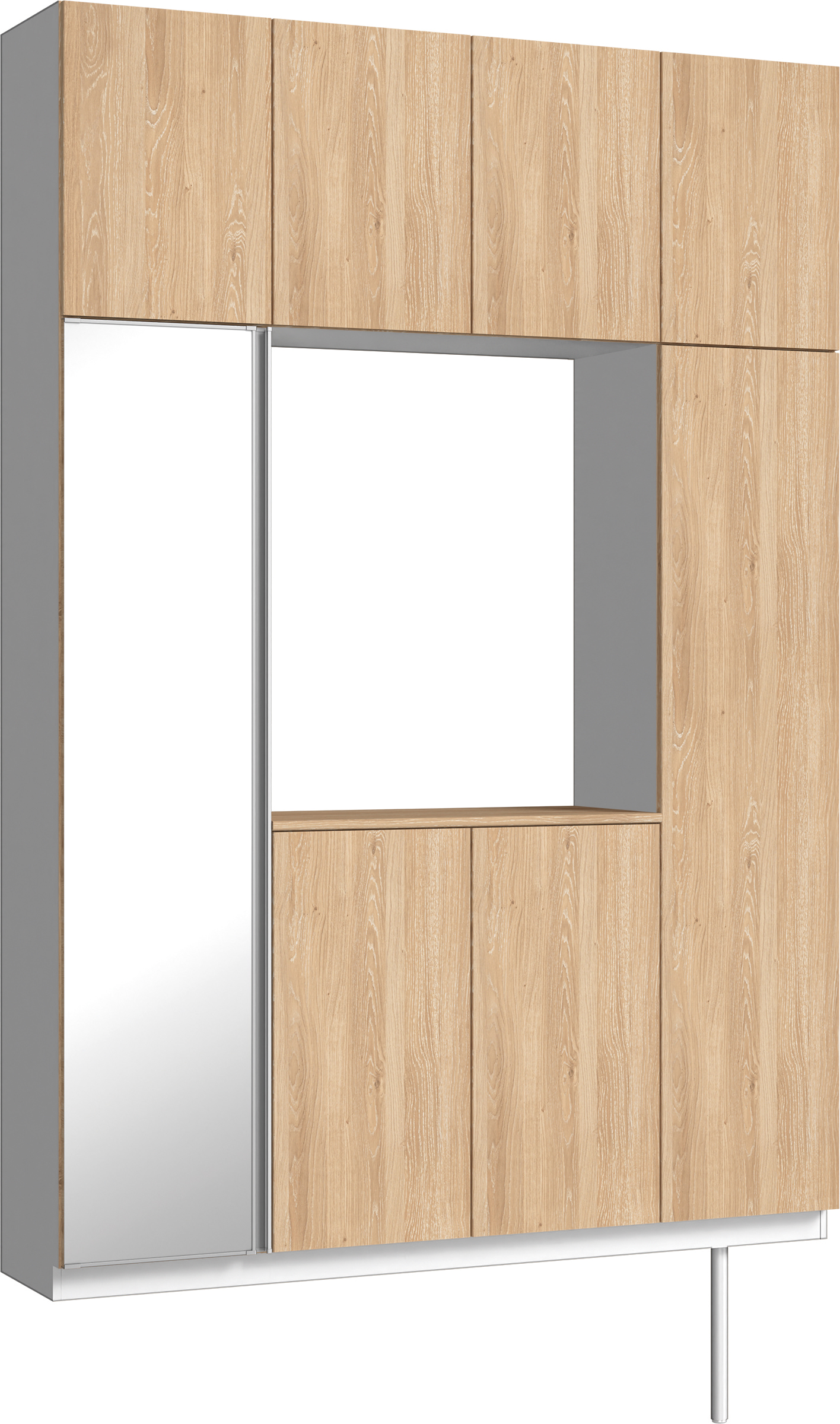 玄関収納　イエリア　開き戸ユニット　フラット　Ｓ４４　ロの字ＰＬＡＮ　シューズ収納　ミラー扉　１６００幅　〈ミルキーオーカー柄〉　ハンドルレス