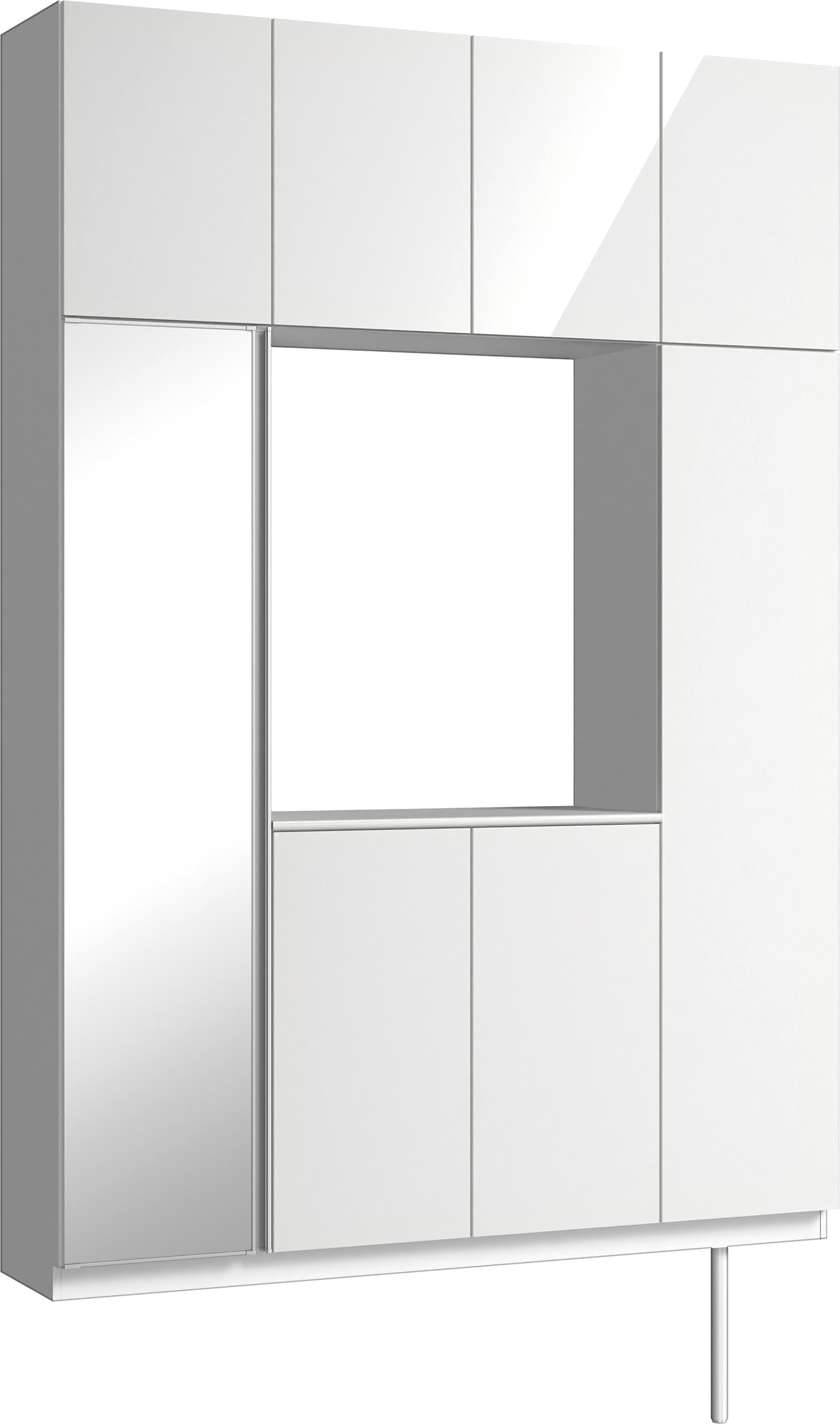 玄関収納　イエリア　開き戸ユニット　フラット　Ｓ４４　ロの字ＰＬＡＮ　シューズ収納　ミラー扉　１６００幅　〈ルミホワイト柄〉　ハンドルレス