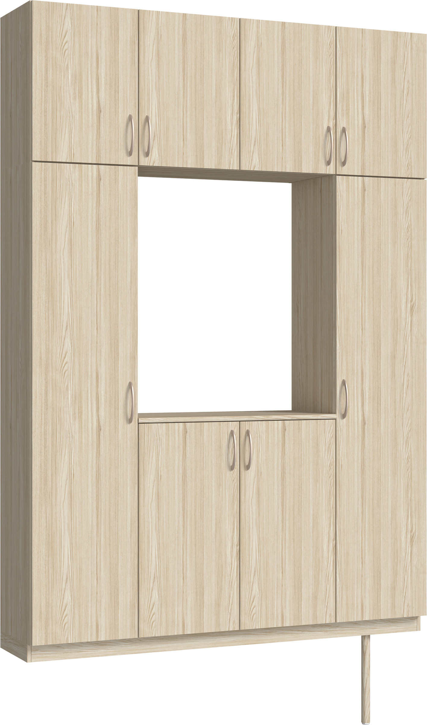 玄関収納　イエリア　開き戸ユニット　フラット縦木目　Ｓ１５　ロの字ＰＬＡＮ　シューズ収納　ウッド扉　１６００幅　　〈ソフトグレージュ柄〉　ハンドルラウンド型〈Ｔシルバー色〉