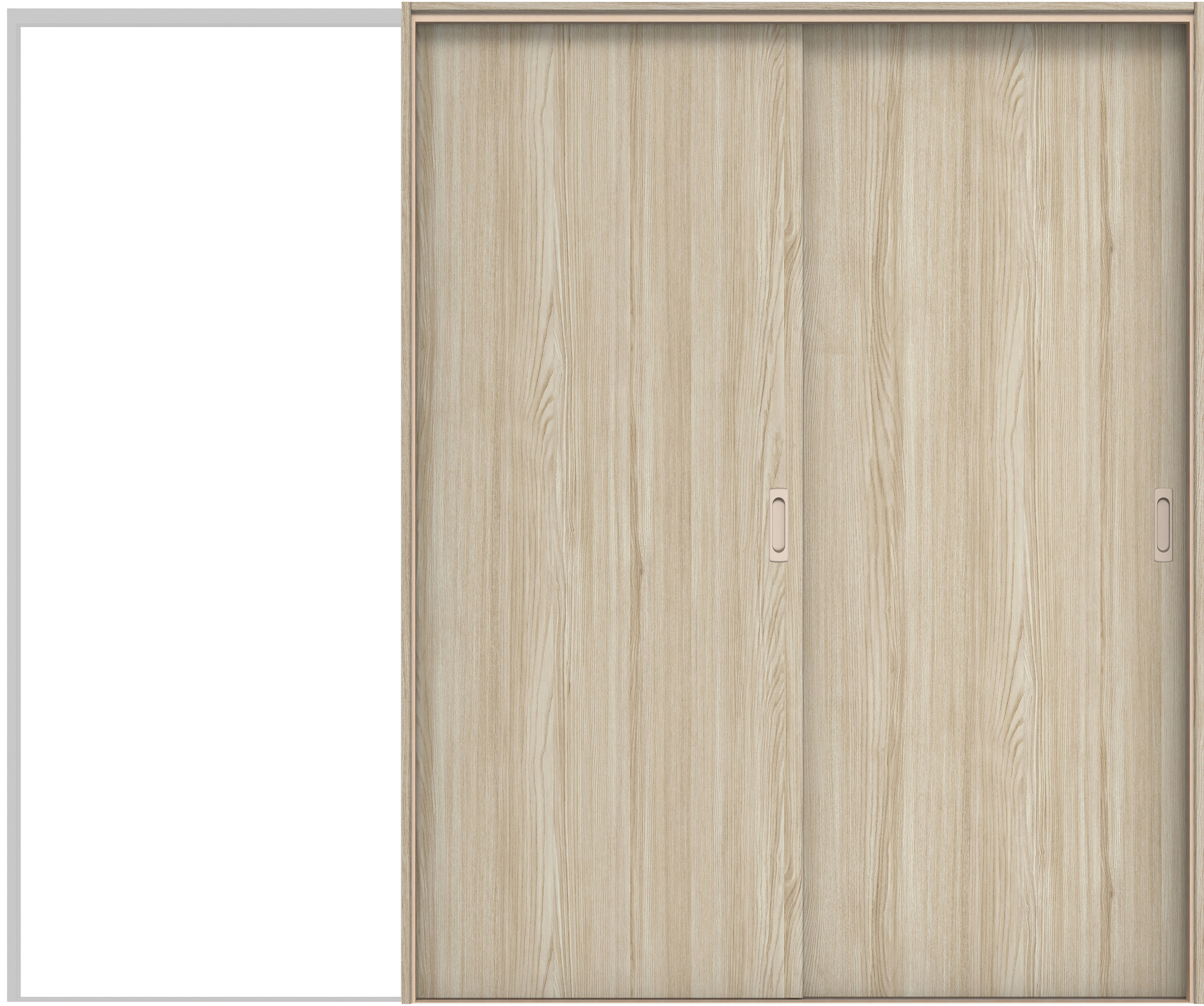 イエリア　戸襖　引戸・２枚片引　扉セット　００デザイン　２４３７幅用　２０００高　〈ソフトグレージュ柄〉　素地タイプ〈白縁〉　右引　〈シルバー色〉×〈Ｔシルバー色〉