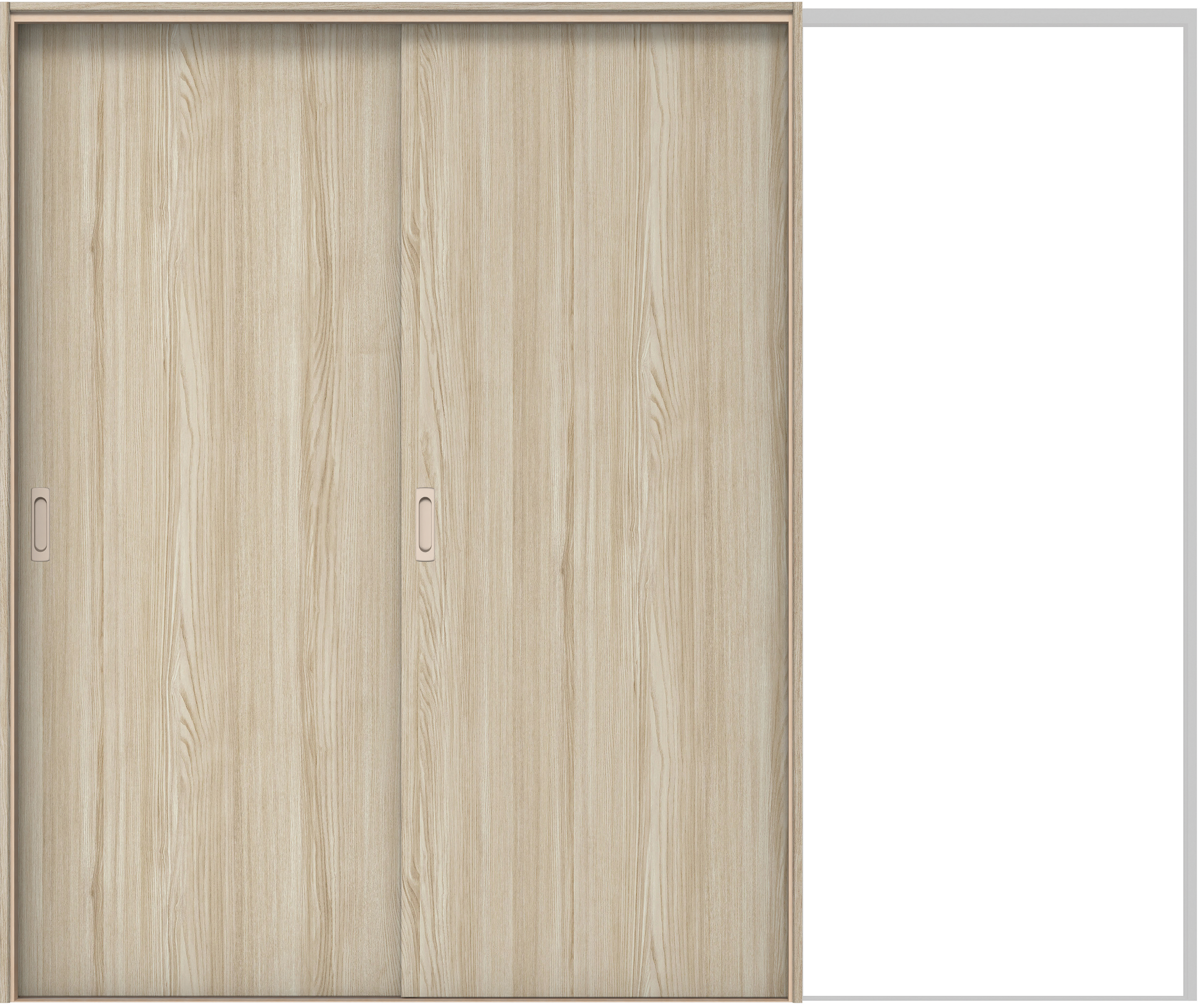 イエリア　戸襖　引戸・２枚片引　扉セット　００デザイン　２４３７幅用　２０００高　〈ソフトグレージュ柄〉　素地タイプ〈白縁〉　左引　〈シルバー色〉×〈Ｔシルバー色〉