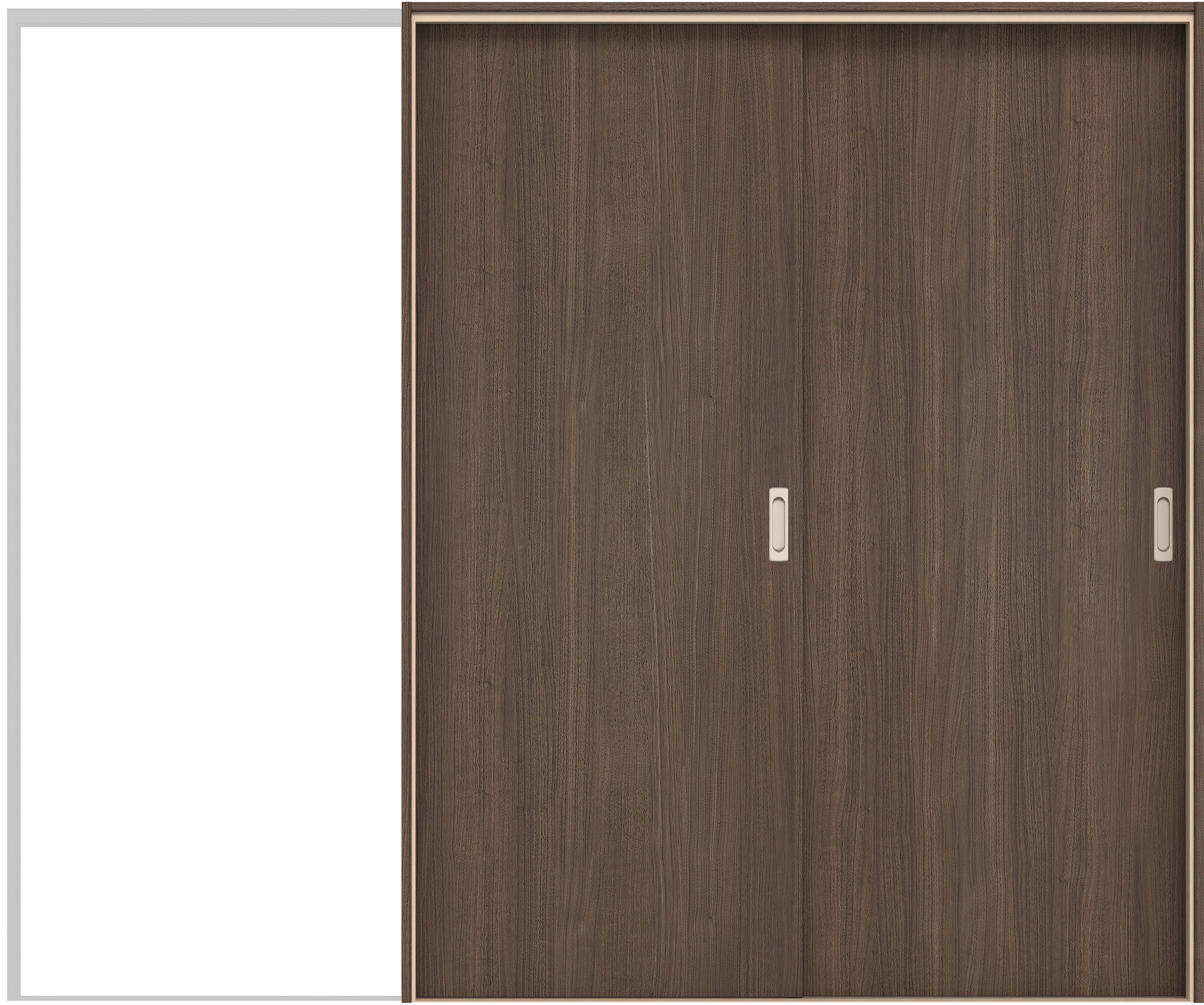 イエリア　戸襖　引戸・２枚片引　扉セット　００デザイン　２４３７幅用　２０００高　〈ダルブラウン柄〉　素地タイプ〈白縁〉　右引　〈シルバー色〉×〈Ｔシルバー色〉