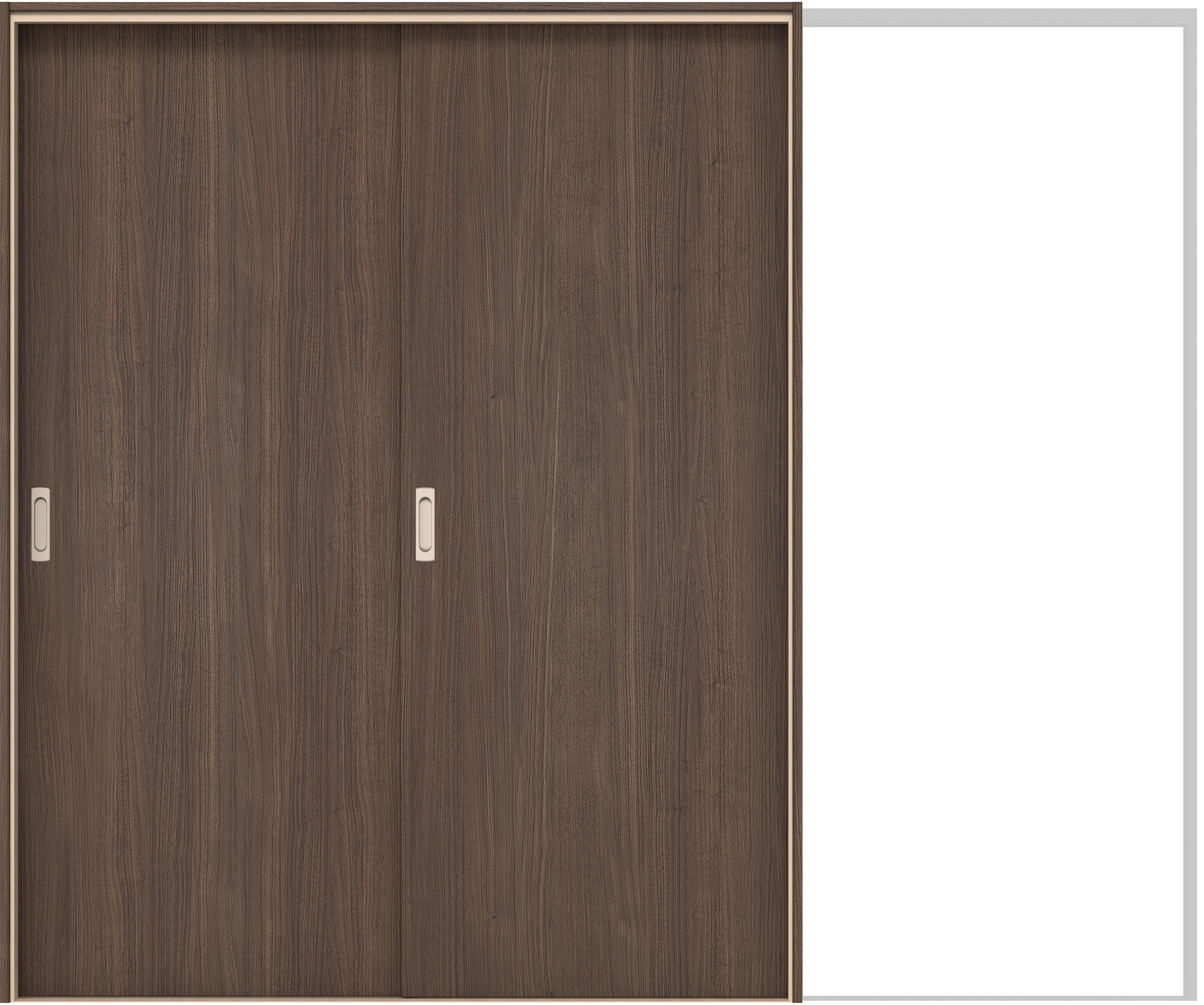 イエリア　戸襖　引戸・２枚片引　扉セット　００デザイン　２４３７幅用　２０００高　〈ダルブラウン柄〉　素地タイプ〈白縁〉　左引　〈シルバー色〉×〈Ｔシルバー色〉