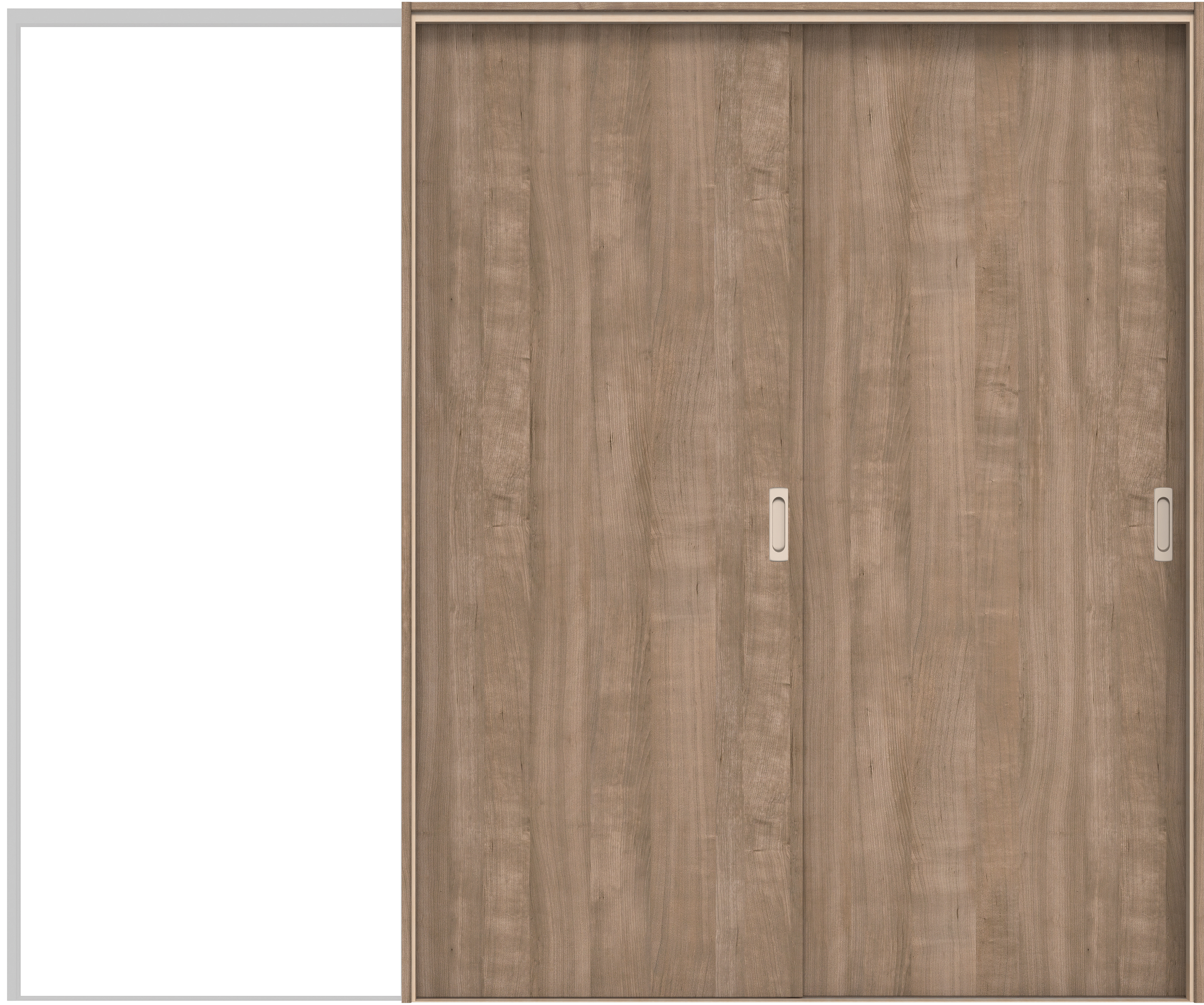 イエリア　戸襖　引戸・２枚片引　扉セット　００デザイン　２４３７幅用　２０００高　〈トープグレー柄〉　素地タイプ〈白縁〉　右引　〈シルバー色〉×〈Ｔシルバー色〉